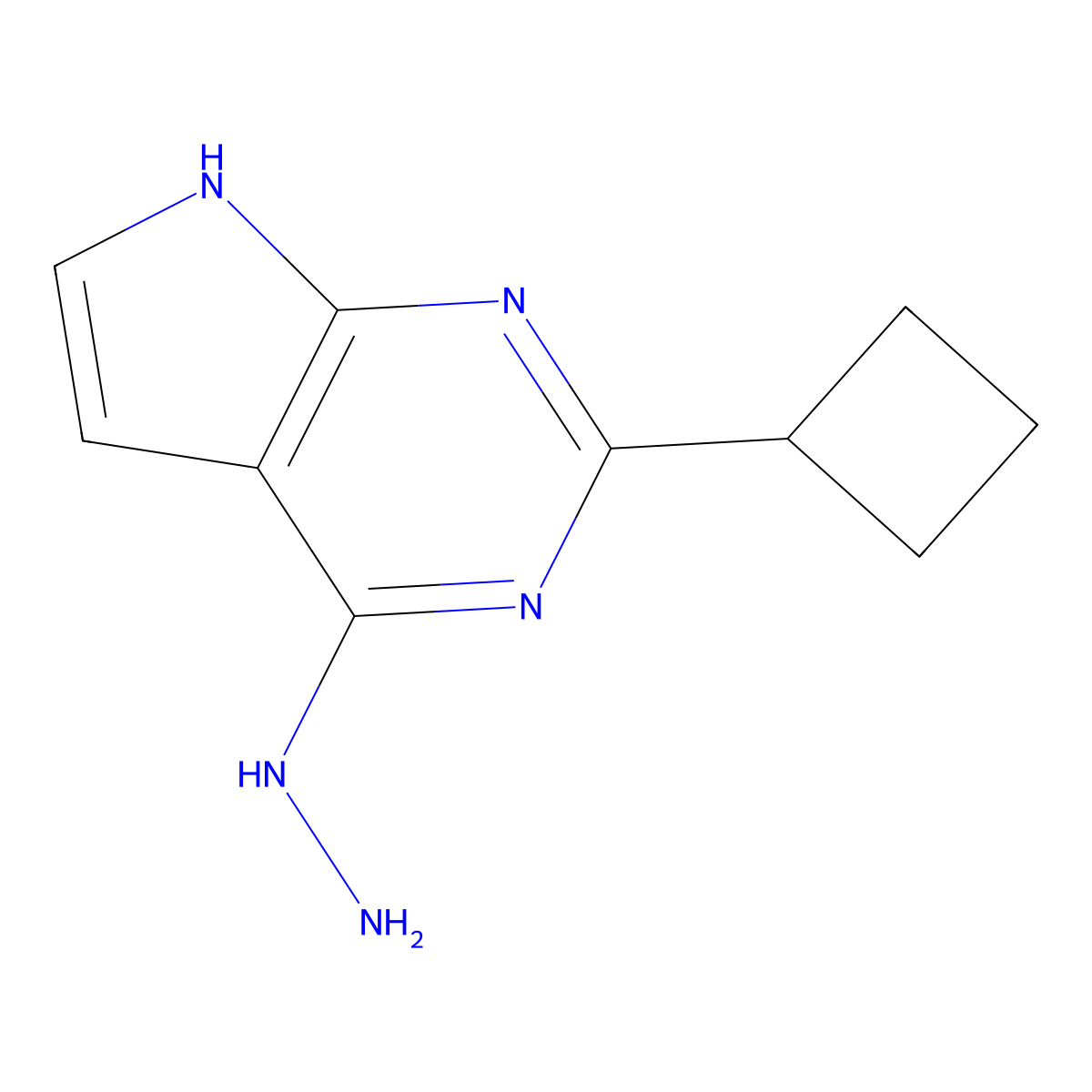 2-Cyclobutyl-4-hydrazinyl-7H-pyrrolo[2,3-d]pyrimidine molecular structure, CAS 2059944-35-1