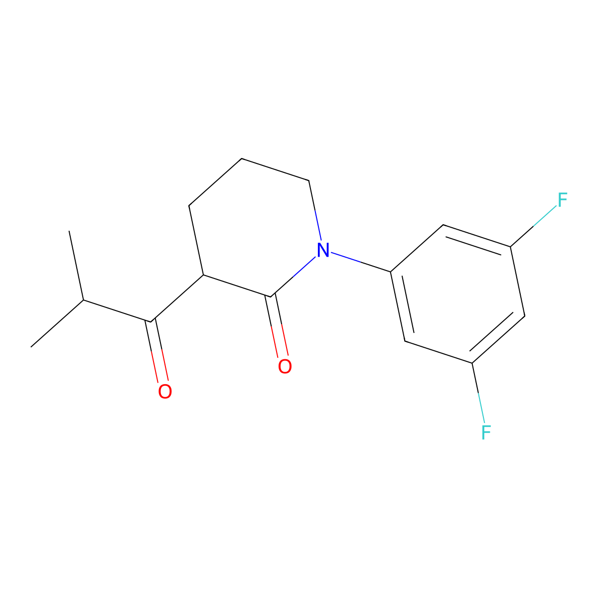 1-(3,5-Difluorophenyl)-3-(2-methylpropanoyl)piperidin-2-one molecular structure, CAS 2059944-44-2