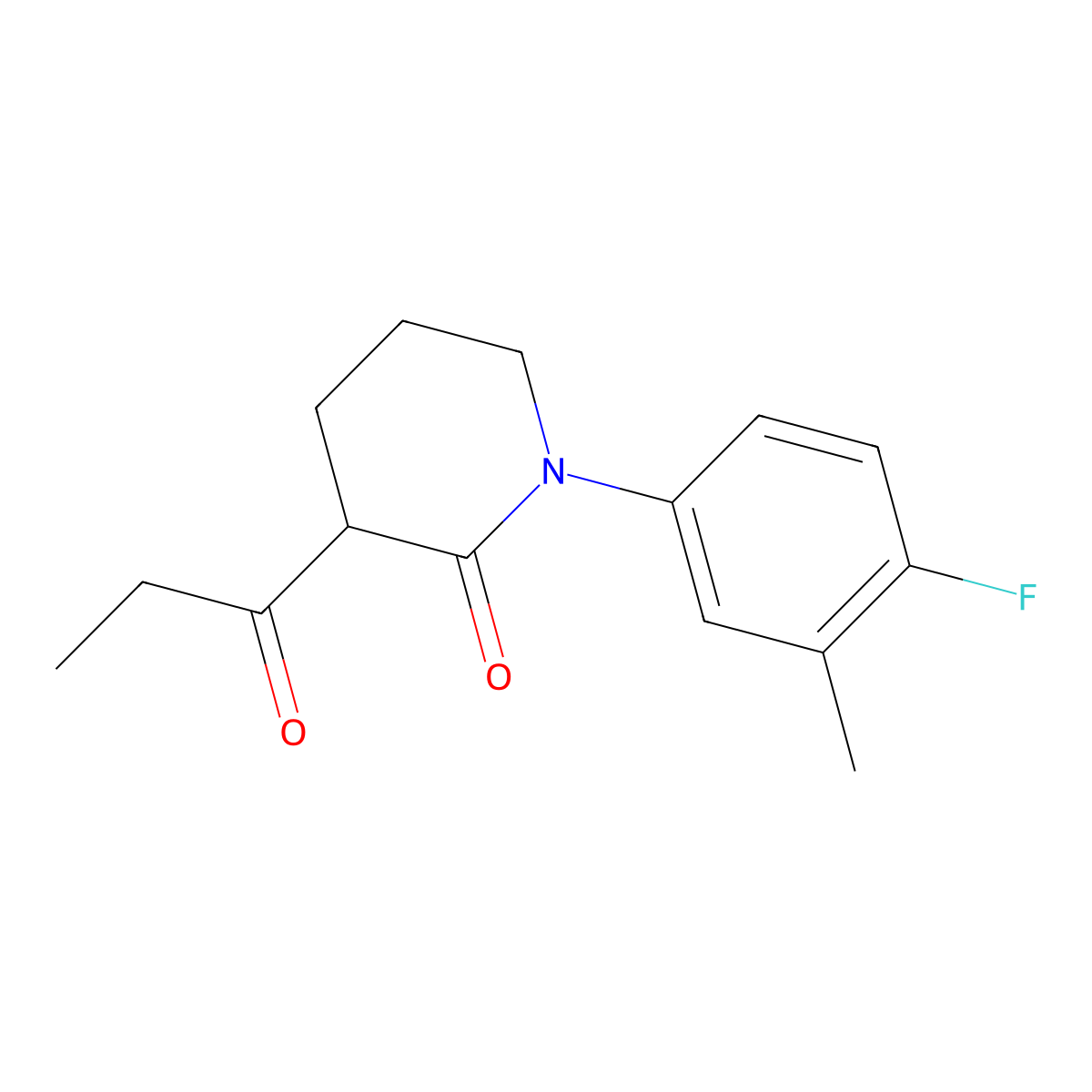 1-(4-Fluoro-3-methylphenyl)-3-propanoylpiperidin-2-one molecular structure, CAS 2059944-45-3