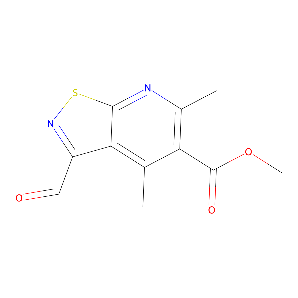 Methyl 3-formyl-4,6-dimethyl-[1,2]thiazolo[5,4-b]pyridine-5-carboxylate molecular structure, CAS 2059944-47-5