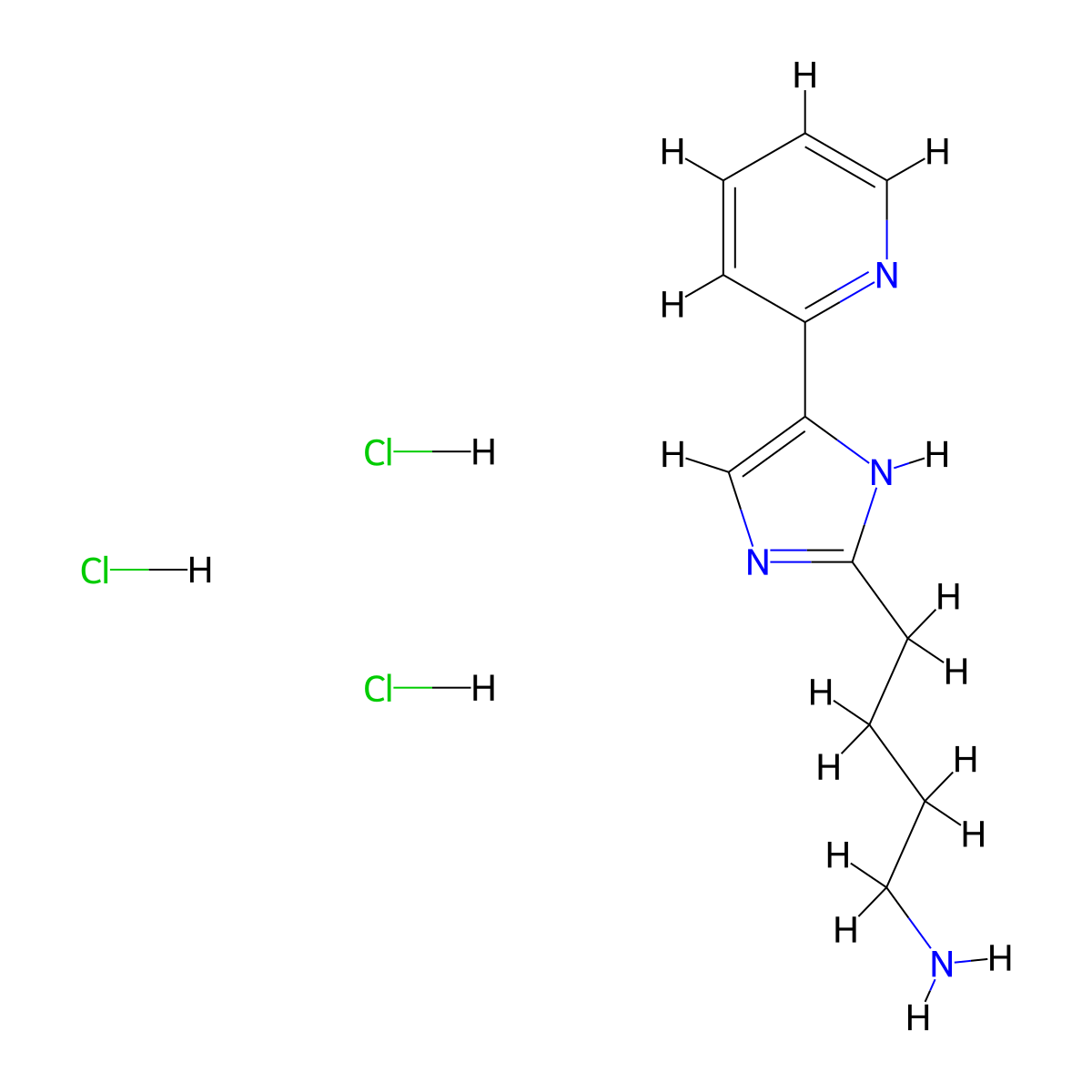 4-[5-(Pyridin-2-yl)-1H-imidazol-2-yl]butan-1-amine trihydrochloride molecular structure, CAS 2059944-53-3