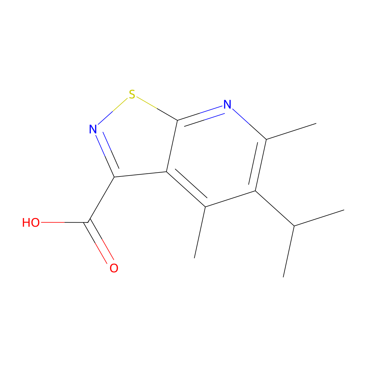 4,6-Dimethyl-5-(propan-2-yl)-[1,2]thiazolo[5,4-b]pyridine-3-carboxylic acid molecular structure, CAS 2059944-54-4