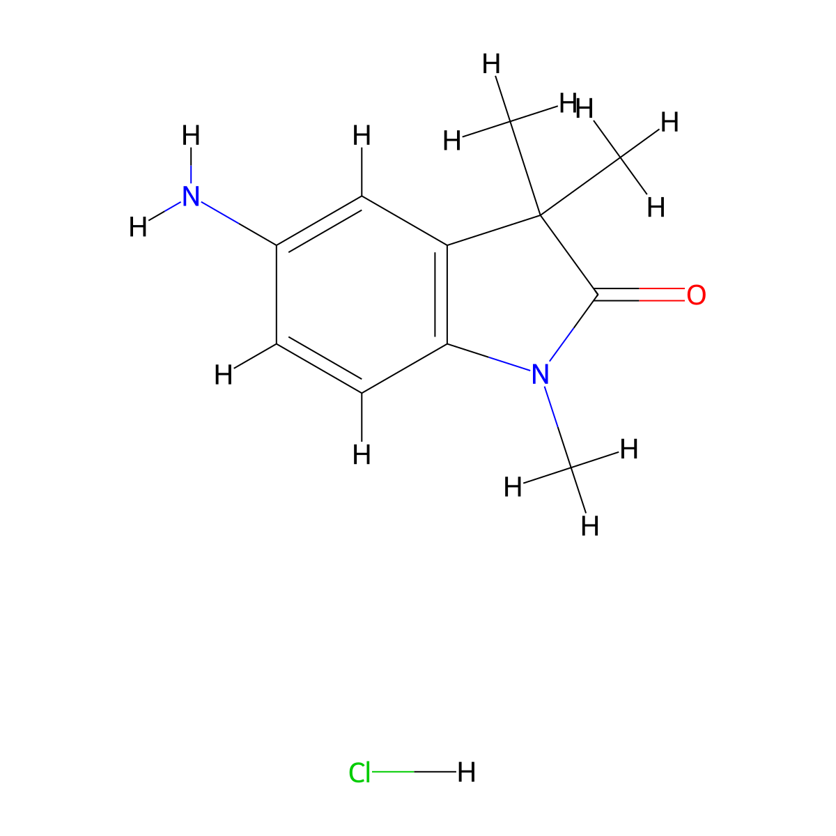 5-amino-1,3,3-trimethyl-2,3-dihydro-1H-indol-2-one hydrochloride molecular structure, CAS 2059944-58-8