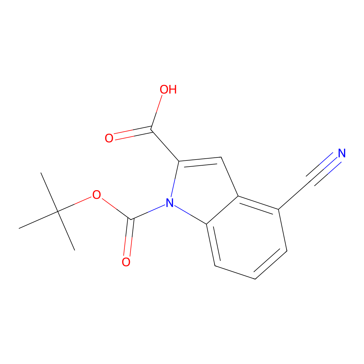 1-[(tert-Butoxy)carbonyl]-4-cyano-1H-indole-2-carboxylic acid molecular structure, CAS 2059944-65-7