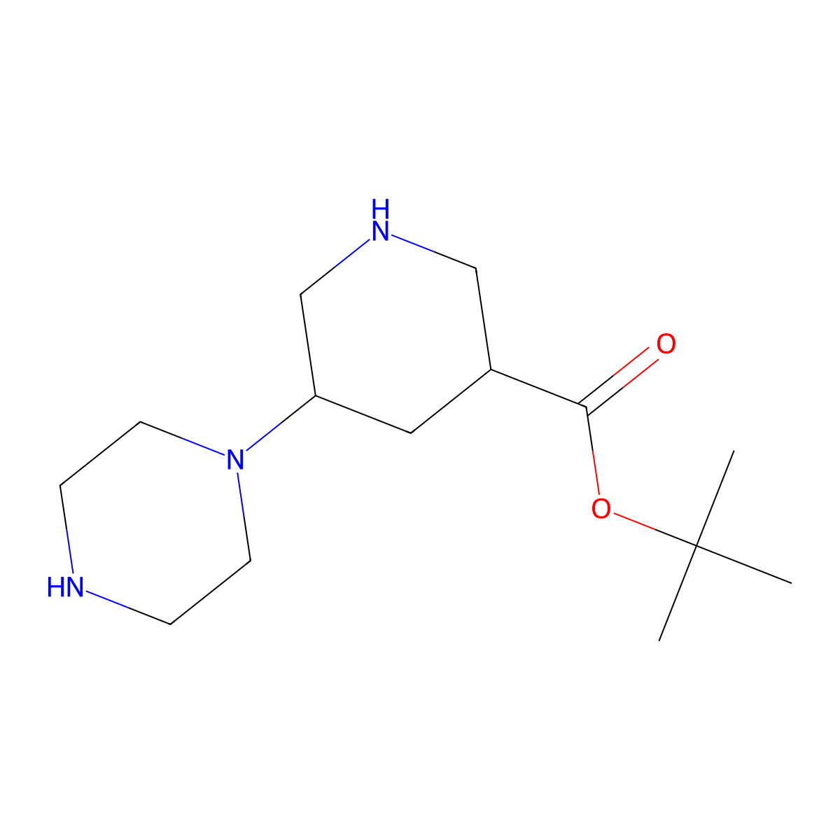 tert-Butyl 5-(piperazin-1-yl)piperidine-3-carboxylate molecular structure, CAS 2059944-77-1