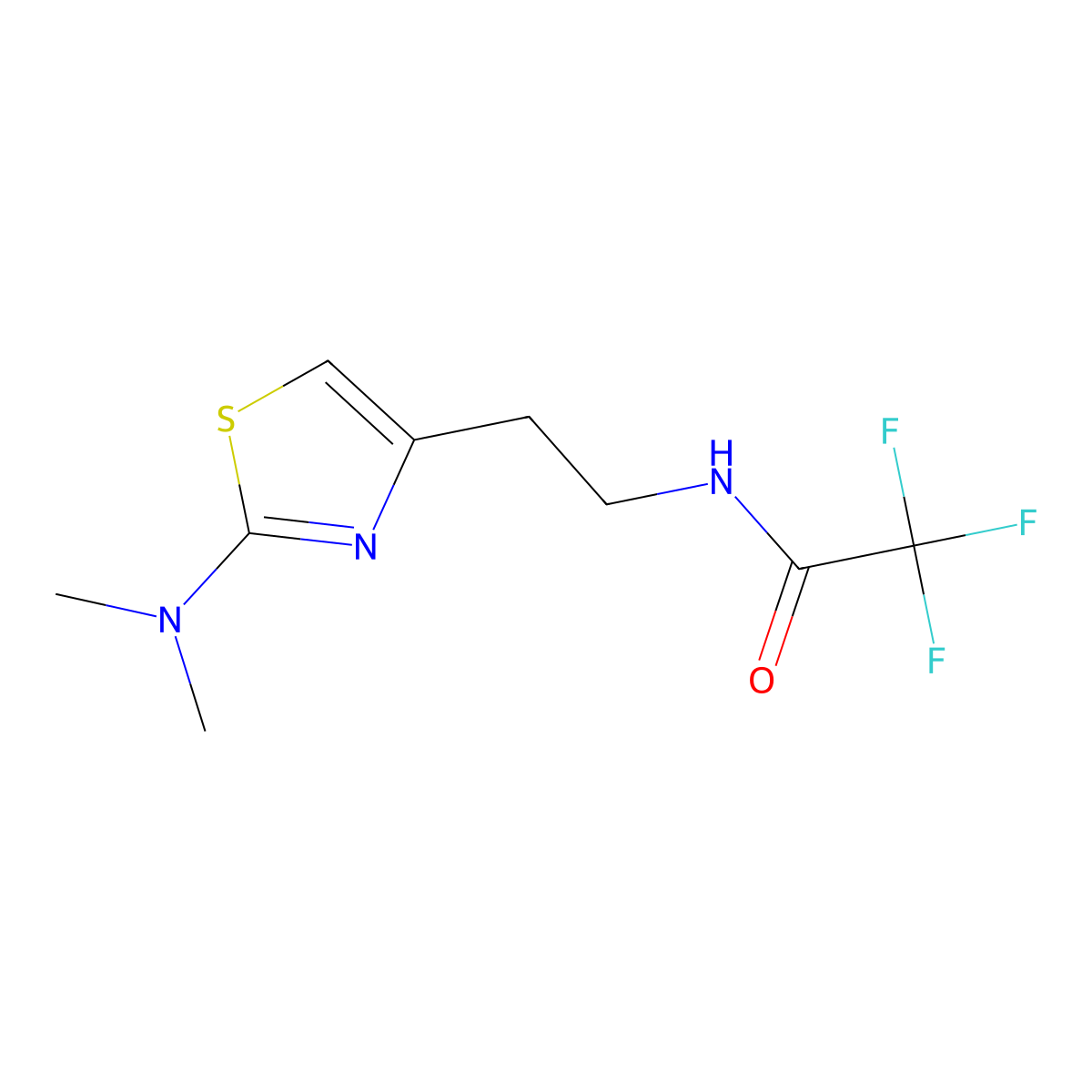 N-{2-[2-(dimethylamino)-1,3-thiazol-4-yl]ethyl}-2,2,2-trifluoroacetamide molecular structure, CAS 2059944-81-7