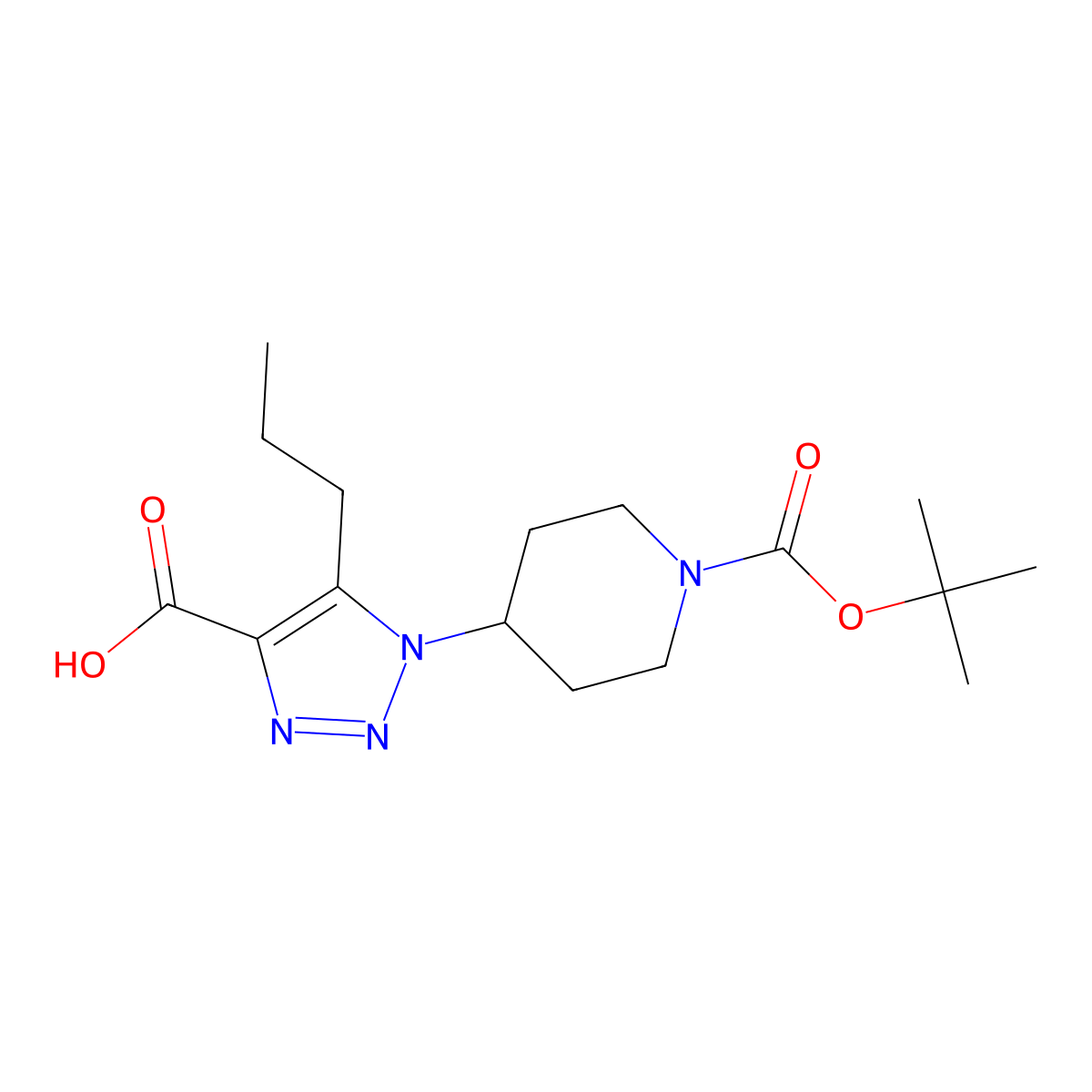 1-{1-[(tert-butoxy)carbonyl]piperidin-4-yl}-5-propyl-1H-1,2,3-triazole-4-carboxylic acid molecular structure, CAS 2059944-92-0