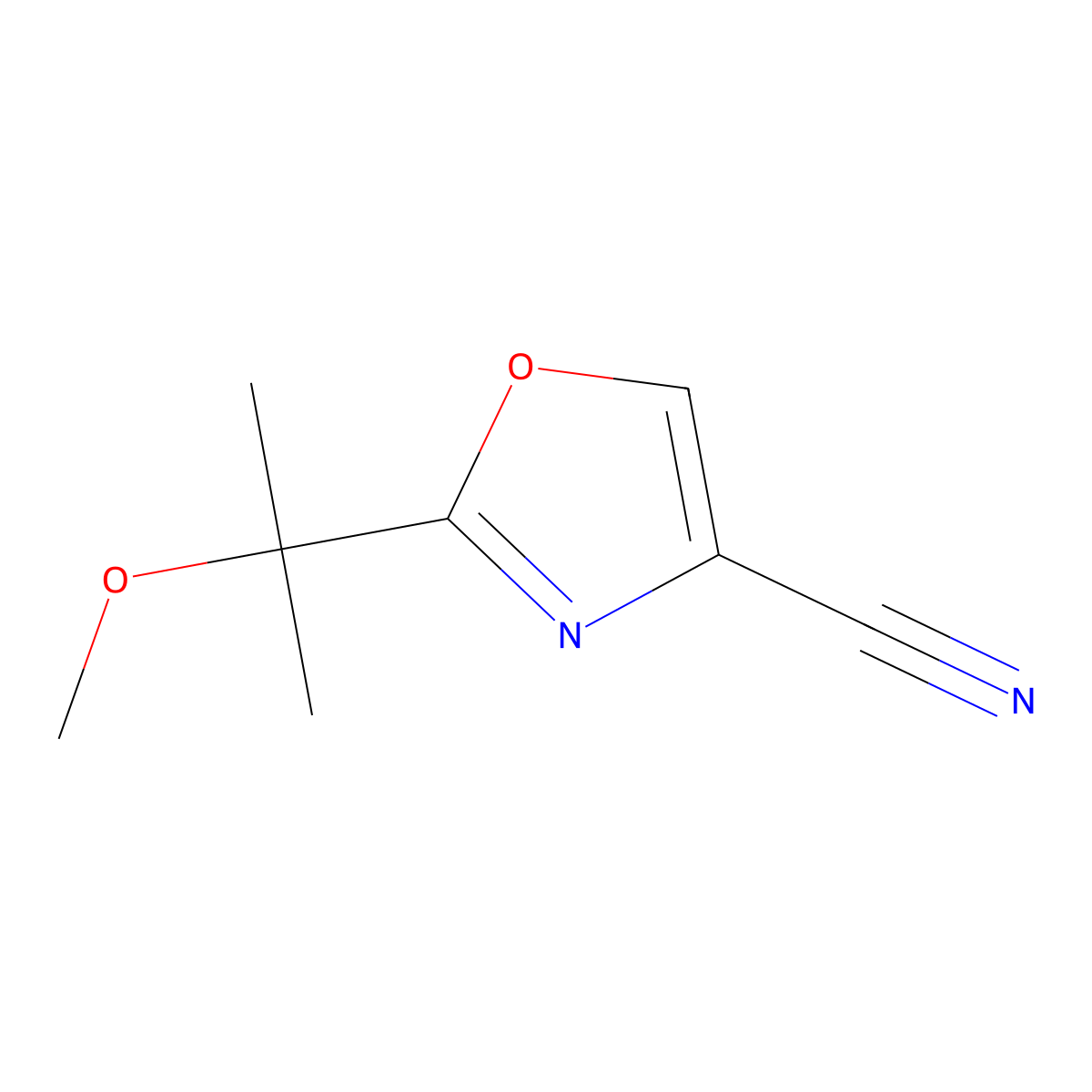 2-(2-Methoxypropan-2-yl)-1,3-oxazole-4-carbonitrile molecular structure, CAS 2059945-05-8