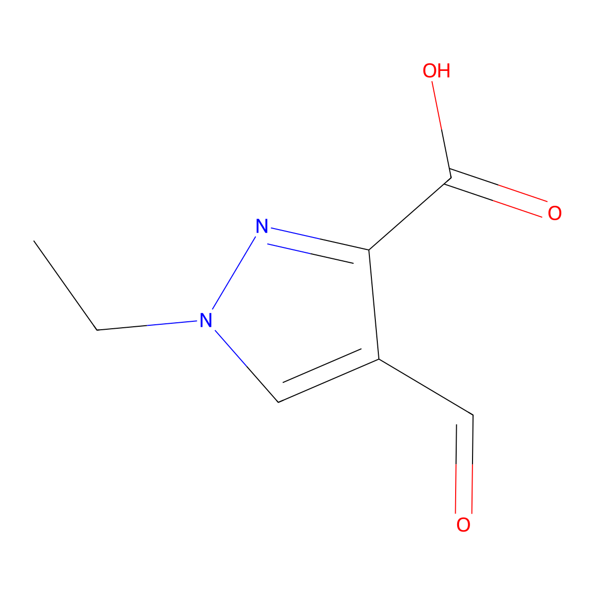 1-Ethyl-4-formyl-1H-pyrazole-3-carboxylic acid molecular structure, CAS 2059945-07-0