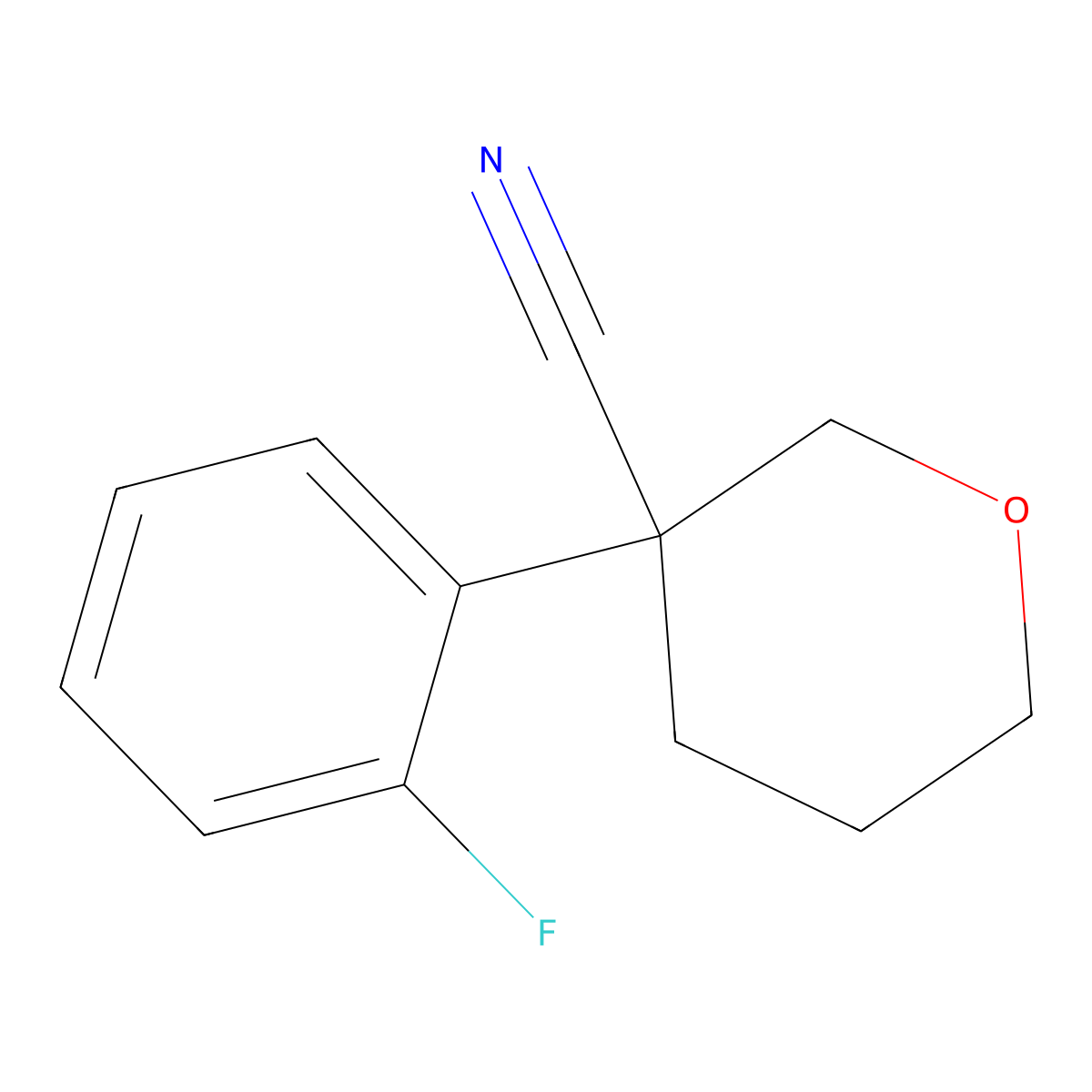 3-(2-Fluorophenyl)oxane-3-carbonitrile molecular structure, CAS 2059945-18-3