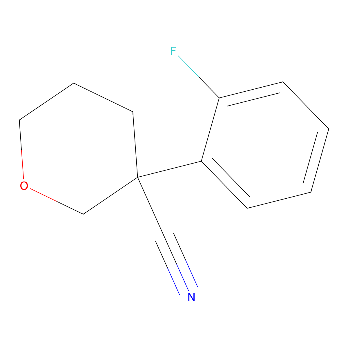 3-(2-Fluorophenyl)oxane-3-carbonitrile molecular structure, CAS 2059945-18-3