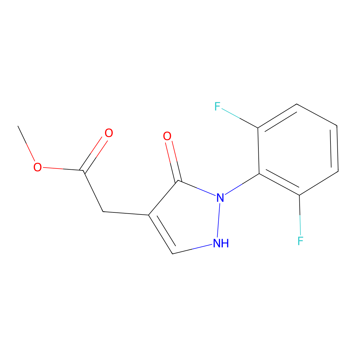 Methyl 2-[2-(2,6-difluorophenyl)-3-oxo-2,3-dihydro-1H-pyrazol-4-yl]acetate molecular structure, CAS 2059945-20-7