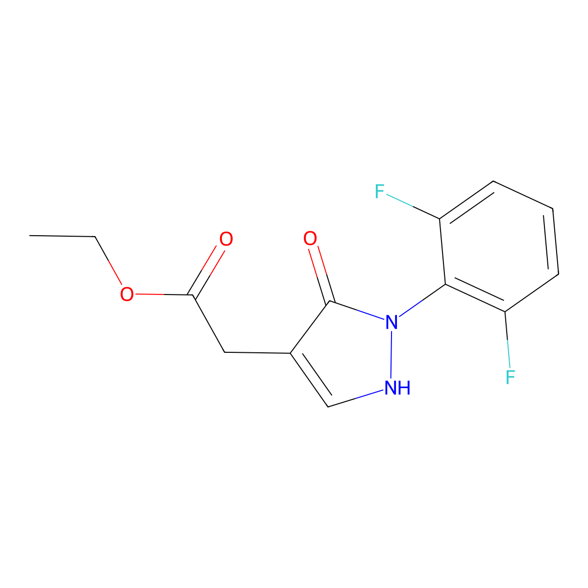 Ethyl 2-[2-(2,6-difluorophenyl)-3-oxo-2,3-dihydro-1H-pyrazol-4-yl]acetate molecular structure, CAS 2059945-25-2