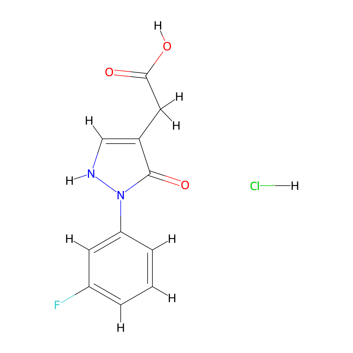 2-[2-(3-Fluorophenyl)-3-oxo-2,3-dihydro-1H-pyrazol-4-yl]acetic acid hydrochloride molecular structure, CAS 2059945-38-7