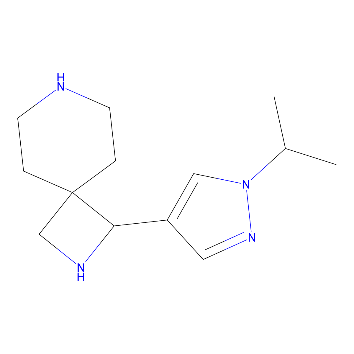 1-[1-(Propan-2-yl)-1H-pyrazol-4-yl]-2,7-diazaspiro[3.5]nonane molecular structure, CAS 2059945-40-1