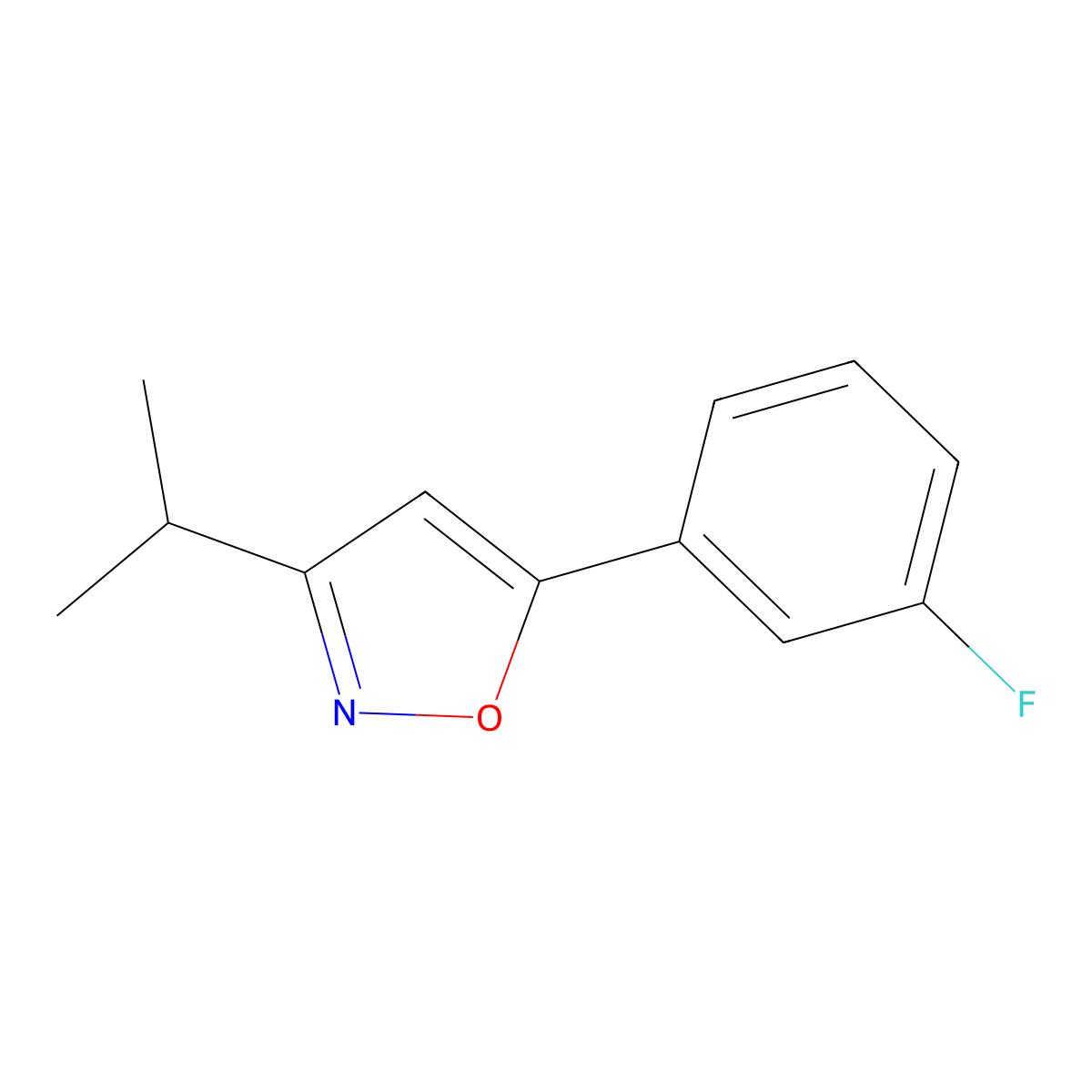5-(3-Fluorophenyl)-3-(propan-2-yl)-1,2-oxazole molecular structure, CAS 2059945-44-5