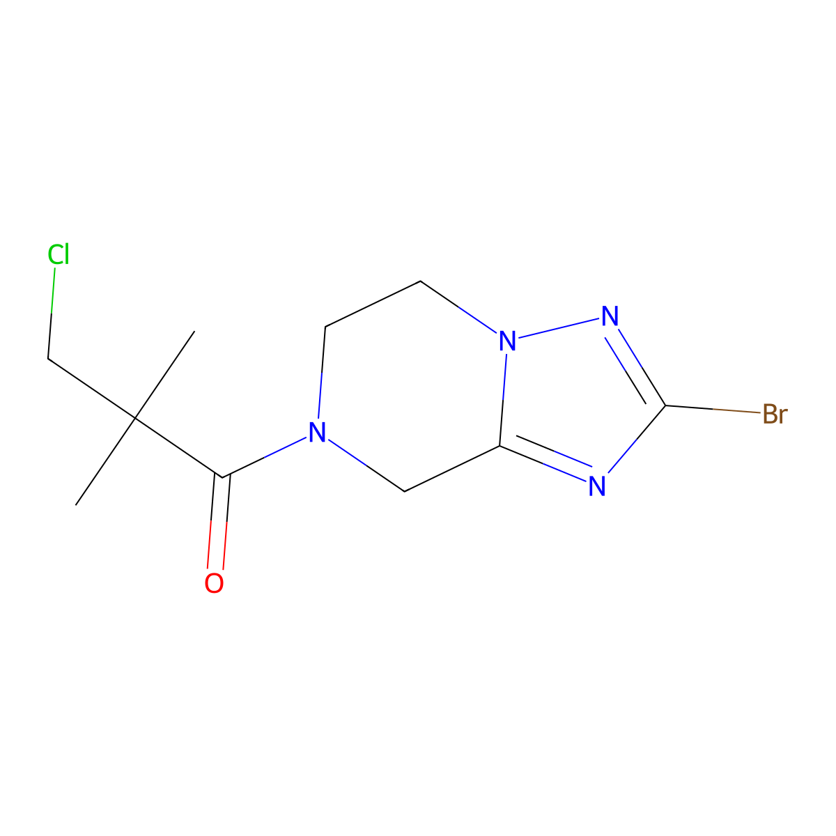 1-{2-bromo-5H,6H,7H,8H-[1,2,4]triazolo[1,5-a]pyrazin-7-yl}-3-chloro-2,2-dimethylpropan-1-one molecular structure, CAS 2059945-47-8