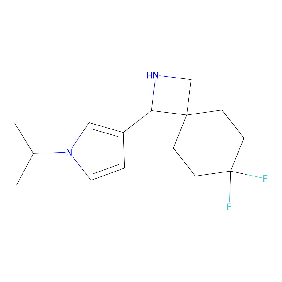 7,7-Difluoro-1-[1-(propan-2-yl)-1H-pyrrol-3-yl]-2-azaspiro[3.5]nonane molecular structure, CAS 2059945-48-9