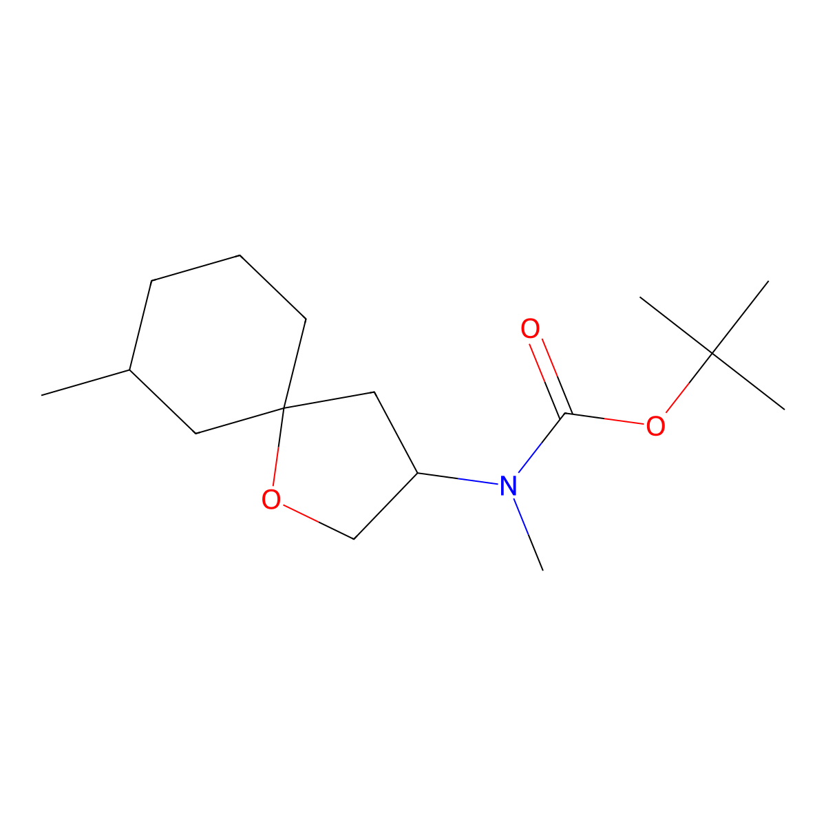 tert-Butyl N-methyl-N-{7-methyl-1-oxaspiro[4.5]decan-3-yl}carbamate molecular structure, CAS 2059945-54-7