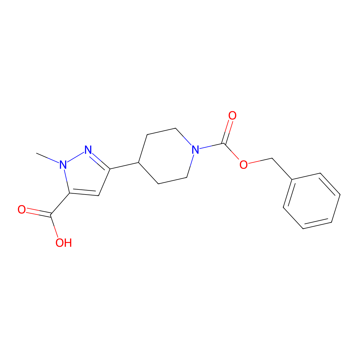 3-{1-[(benzyloxy)carbonyl]piperidin-4-yl}-1-methyl-1H-pyrazole-5-carboxylic acid molecular structure, CAS 2059946-87-9
