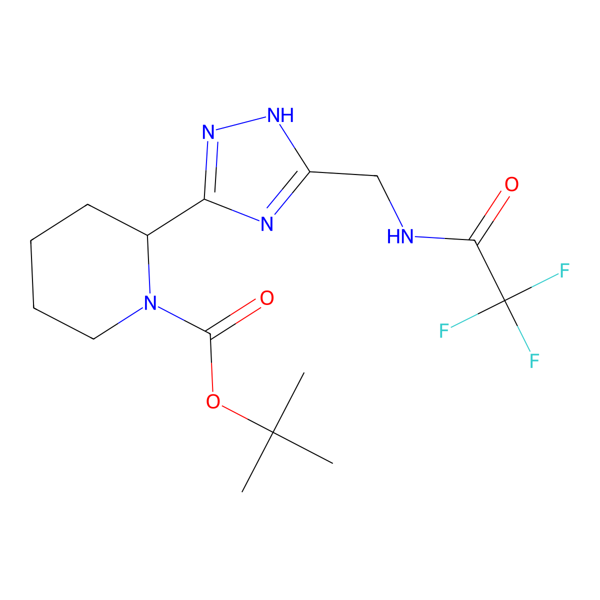 tert-Butyl 2-{5-[(trifluoroacetamido)methyl]-1H-1,2,4-triazol-3-yl}piperidine-1-carboxylate molecular structure, CAS 2059947-11-2