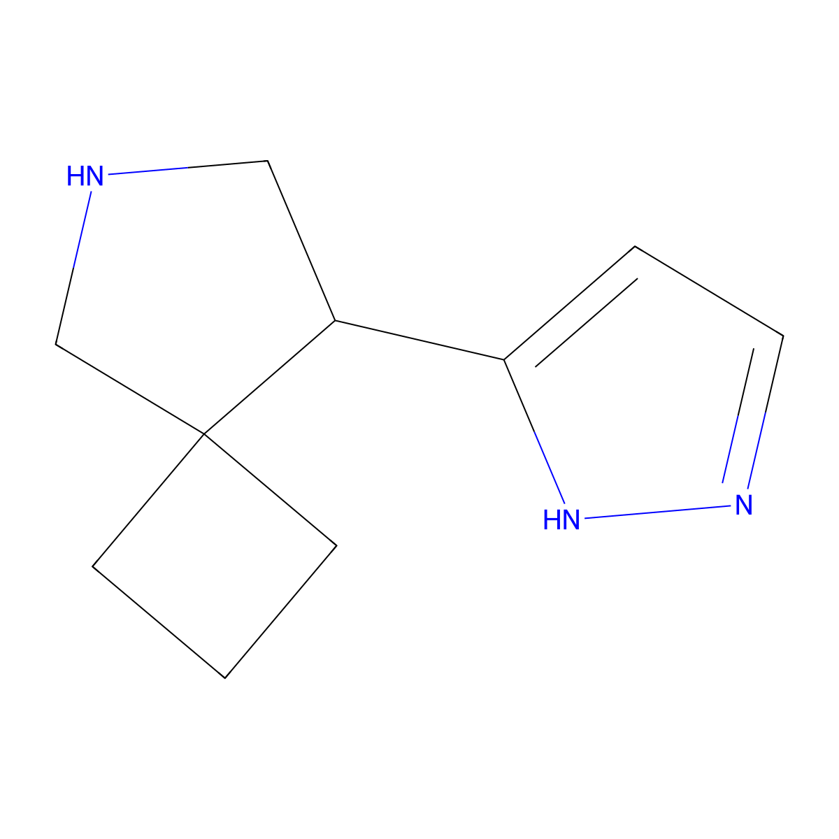 8-(1H-Pyrazol-3-yl)-6-azaspiro[3.4]octane molecular structure, CAS 2059947-16-7