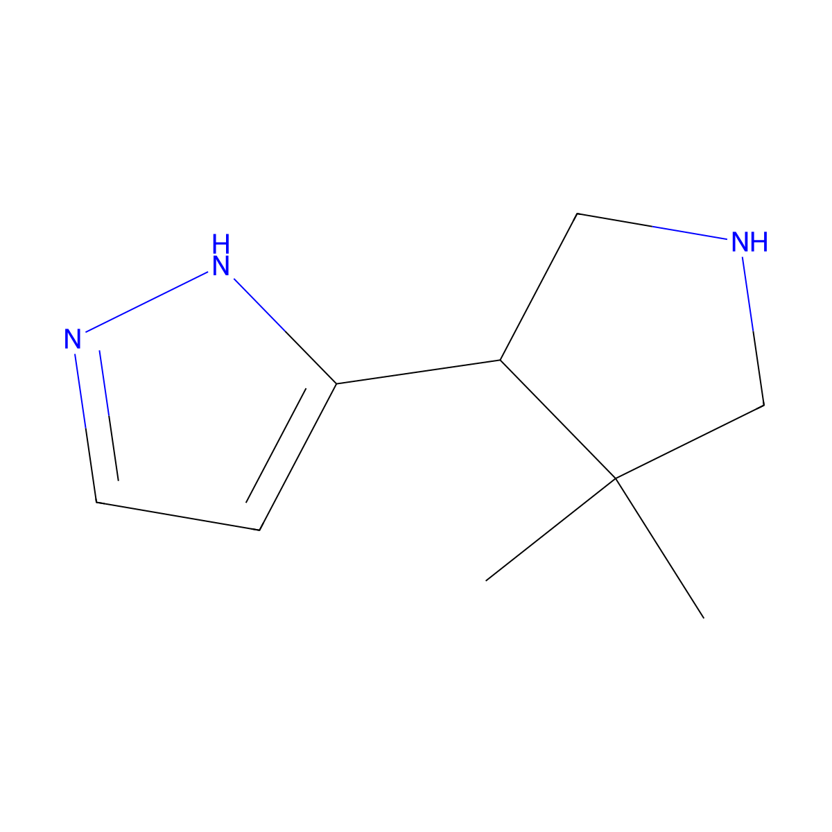 3-(4,4-Dimethylpyrrolidin-3-yl)-1H-pyrazole molecular structure, CAS 2059947-21-4