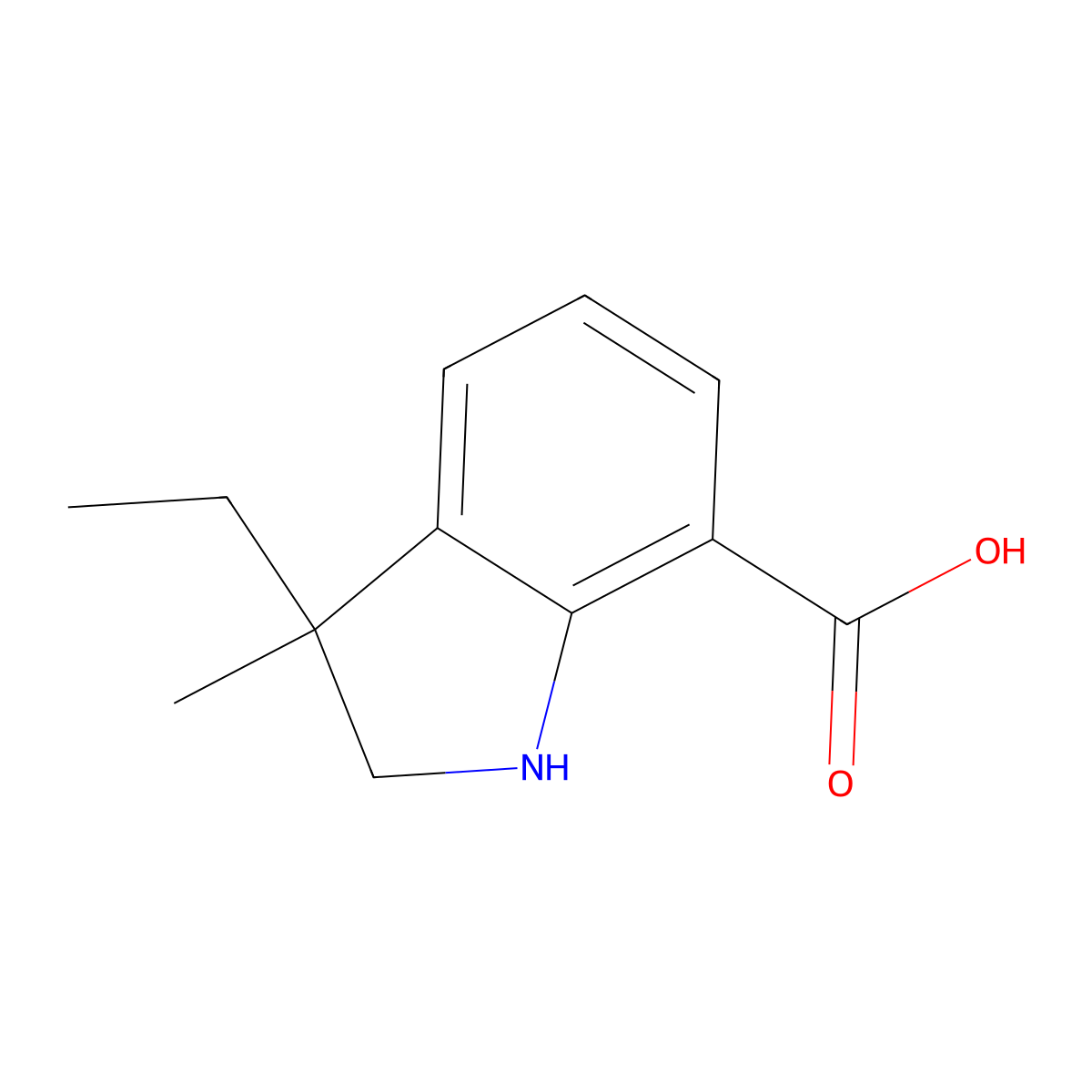 3-Ethyl-3-methyl-2,3-dihydro-1H-indole-7-carboxylic acid molecular structure, CAS 2059947-23-6