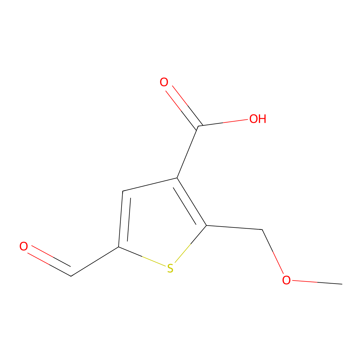 5-Formyl-2-(methoxymethyl)thiophene-3-carboxylic acid molecular structure, CAS 2059947-25-8