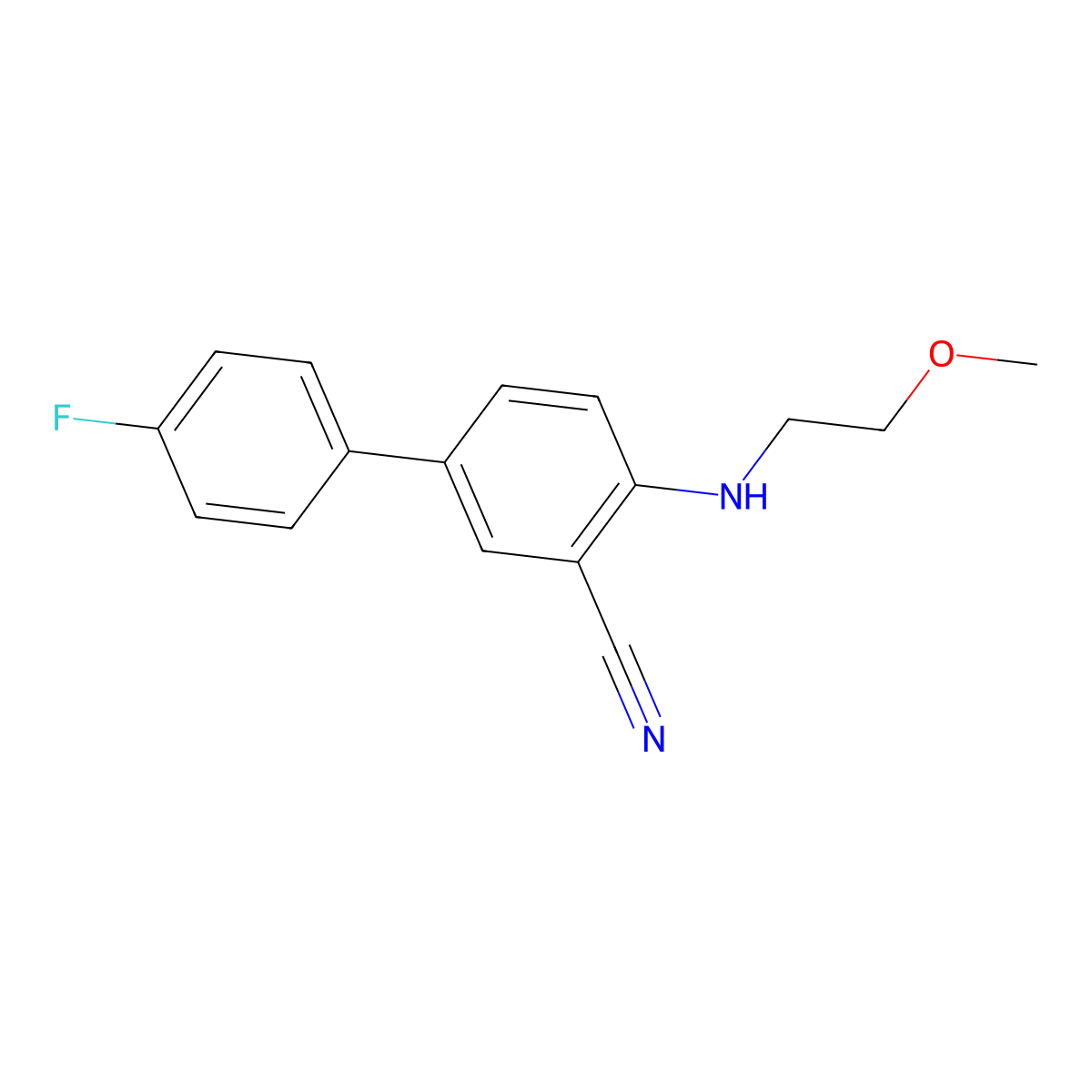 5-(4-Fluorophenyl)-2-[(2-methoxyethyl)amino]benzonitrile molecular structure, CAS 2059947-27-0