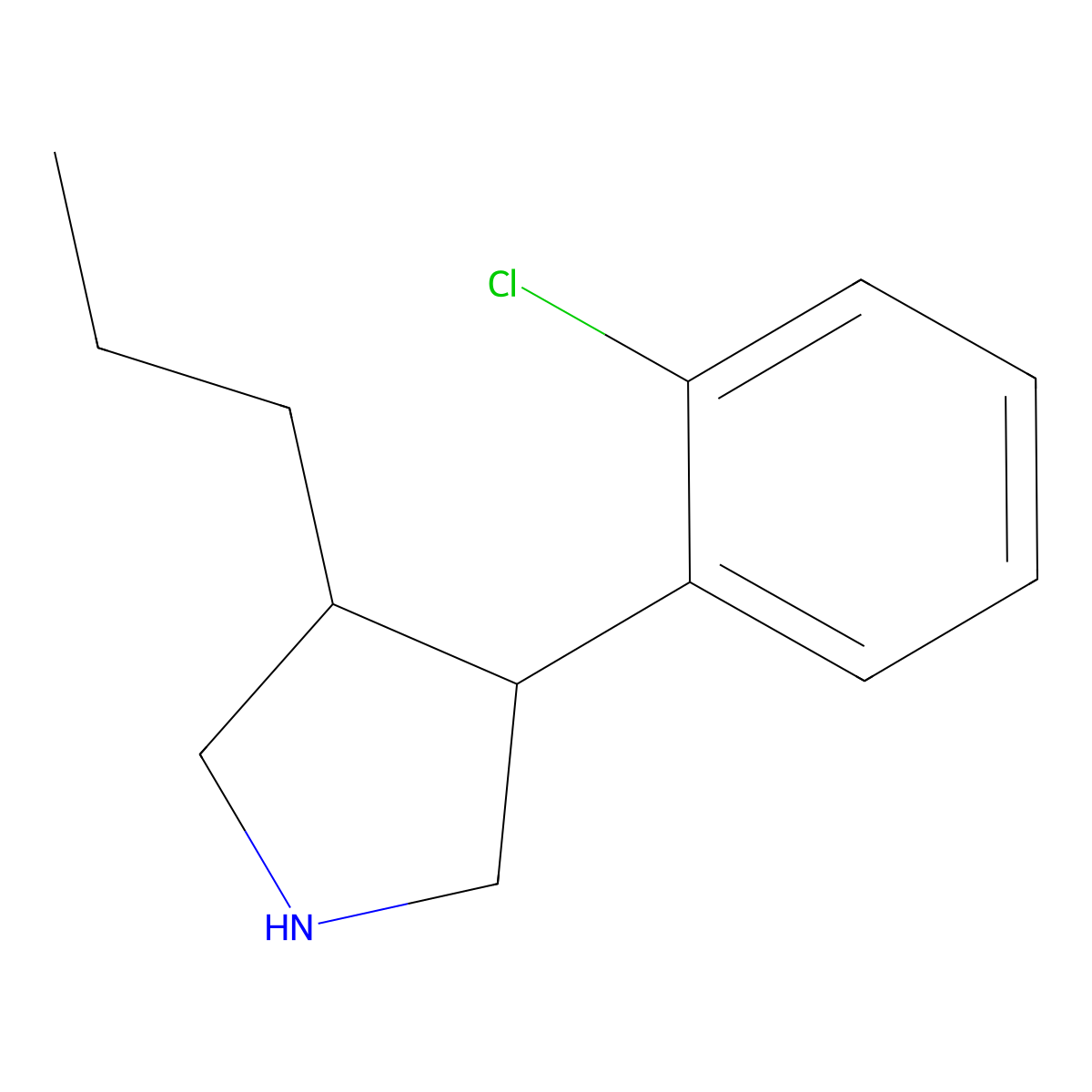3-(2-Chlorophenyl)-4-propylpyrrolidine molecular structure, CAS 2059947-51-0