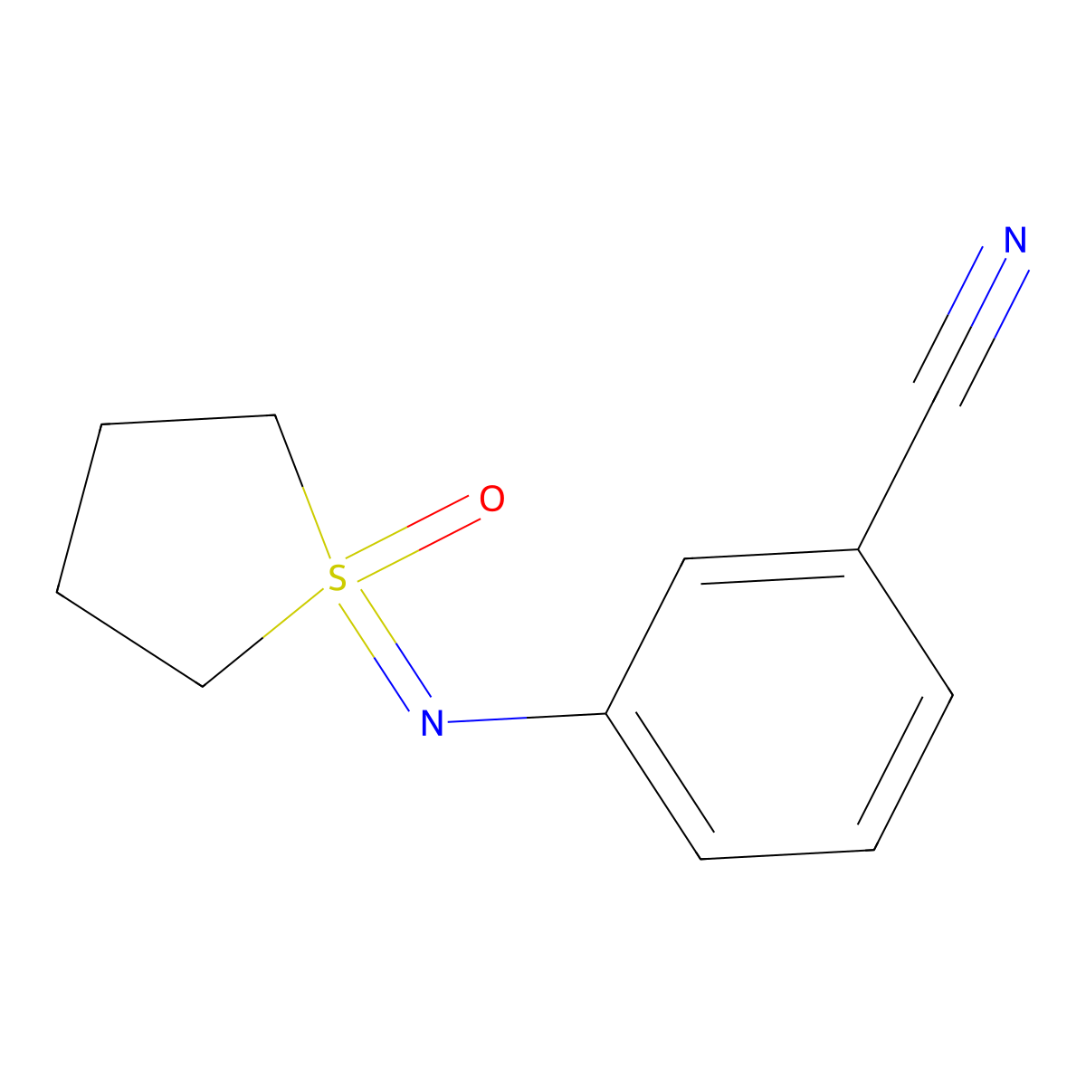 3-[(1-Oxo-1lambda6-thiolan-1-ylidene)amino]benzonitrile molecular structure, CAS 2059947-71-4