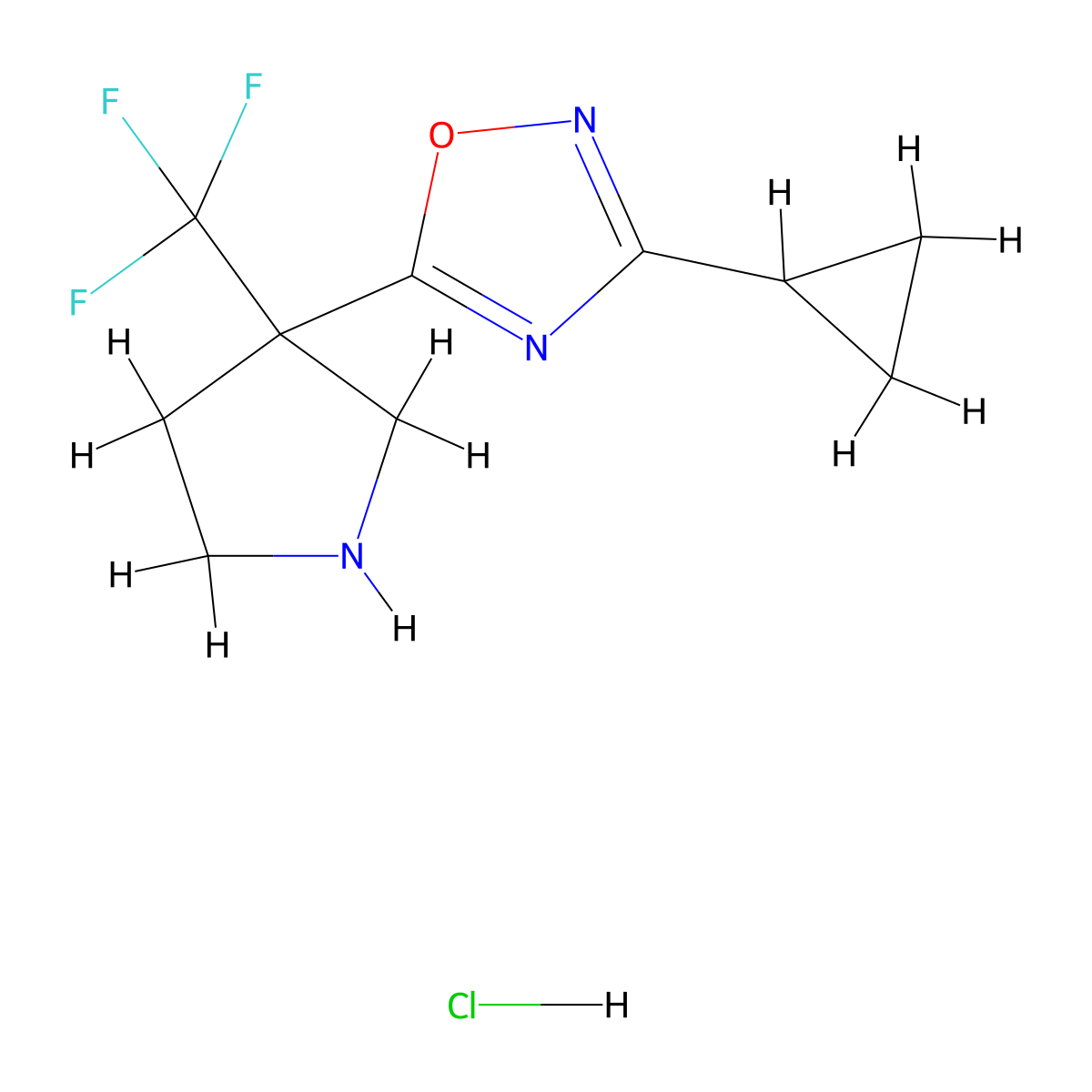 3-Cyclopropyl-5-[3-(trifluoromethyl)pyrrolidin-3-yl]-1,2,4-oxadiazole hydrochloride molecular structure, CAS 2059947-91-8