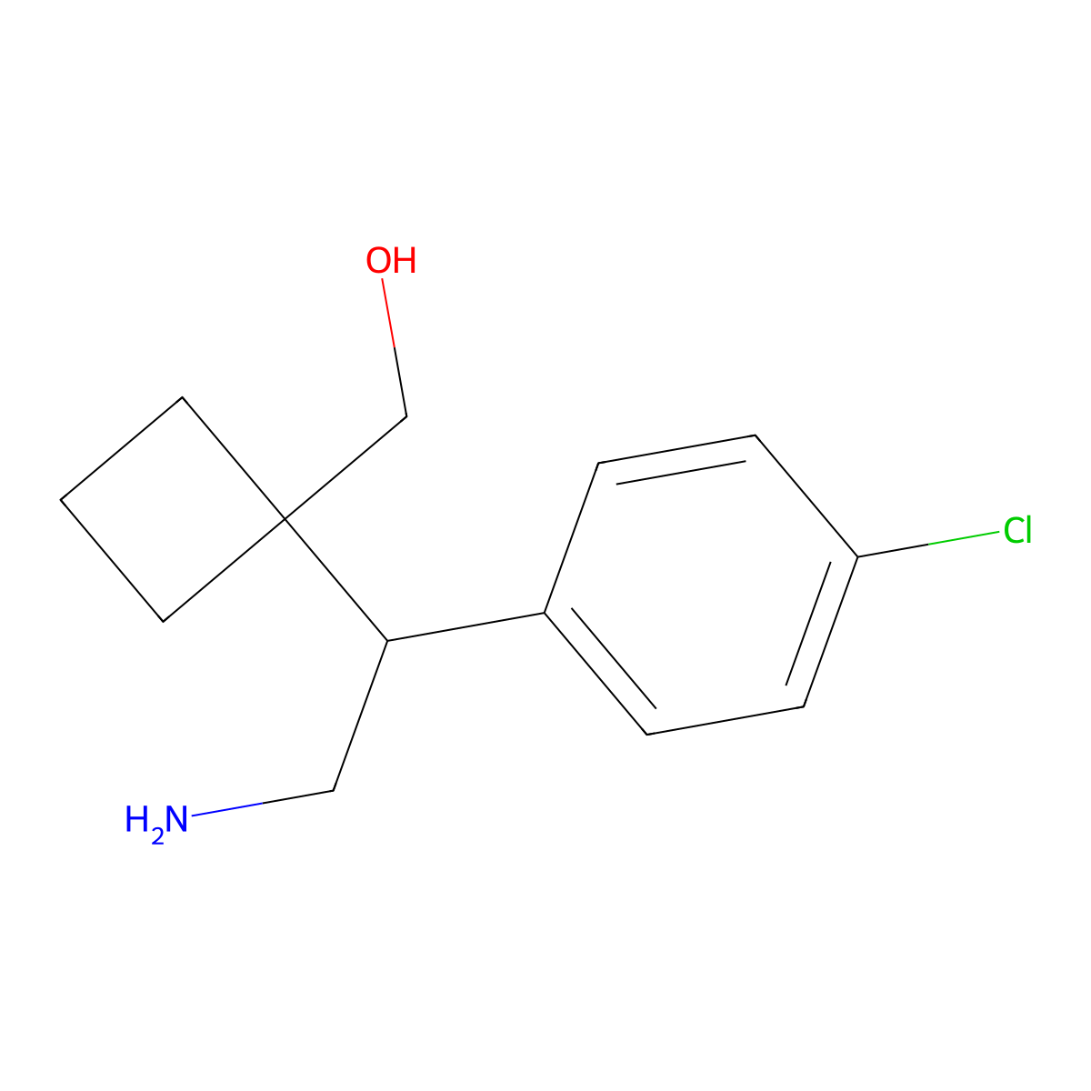 {1-[2-Amino-1-(4-chlorophenyl)ethyl]cyclobutyl}methanol molecular structure, CAS 2059947-92-9