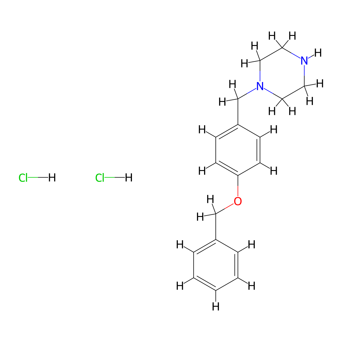 1-{[4-(Benzyloxy)phenyl]methyl}piperazine dihydrochloride molecular structure, CAS 2059948-03-5