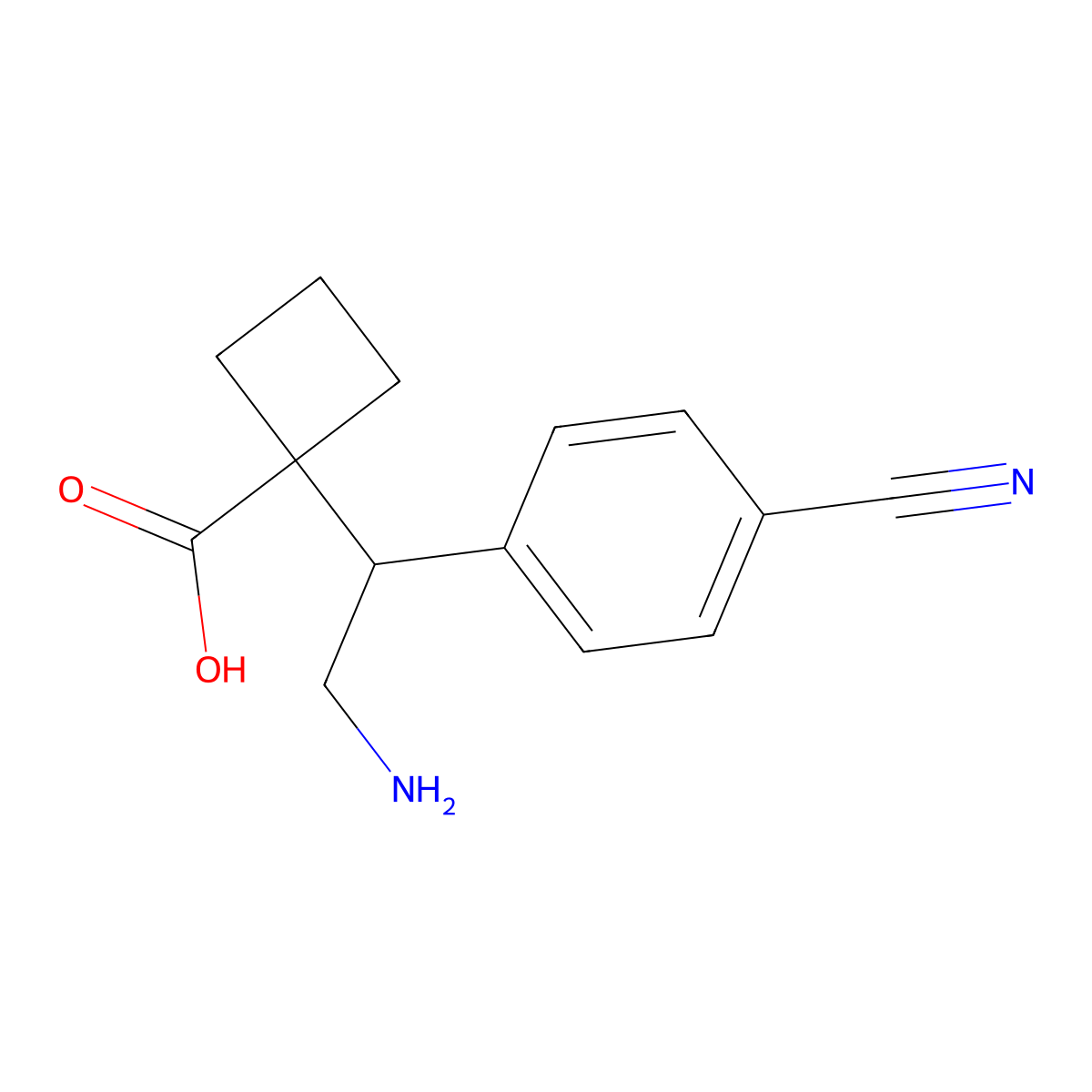 1-[2-Amino-1-(4-cyanophenyl)ethyl]cyclobutane-1-carboxylic acid molecular structure, CAS 2059948-14-8