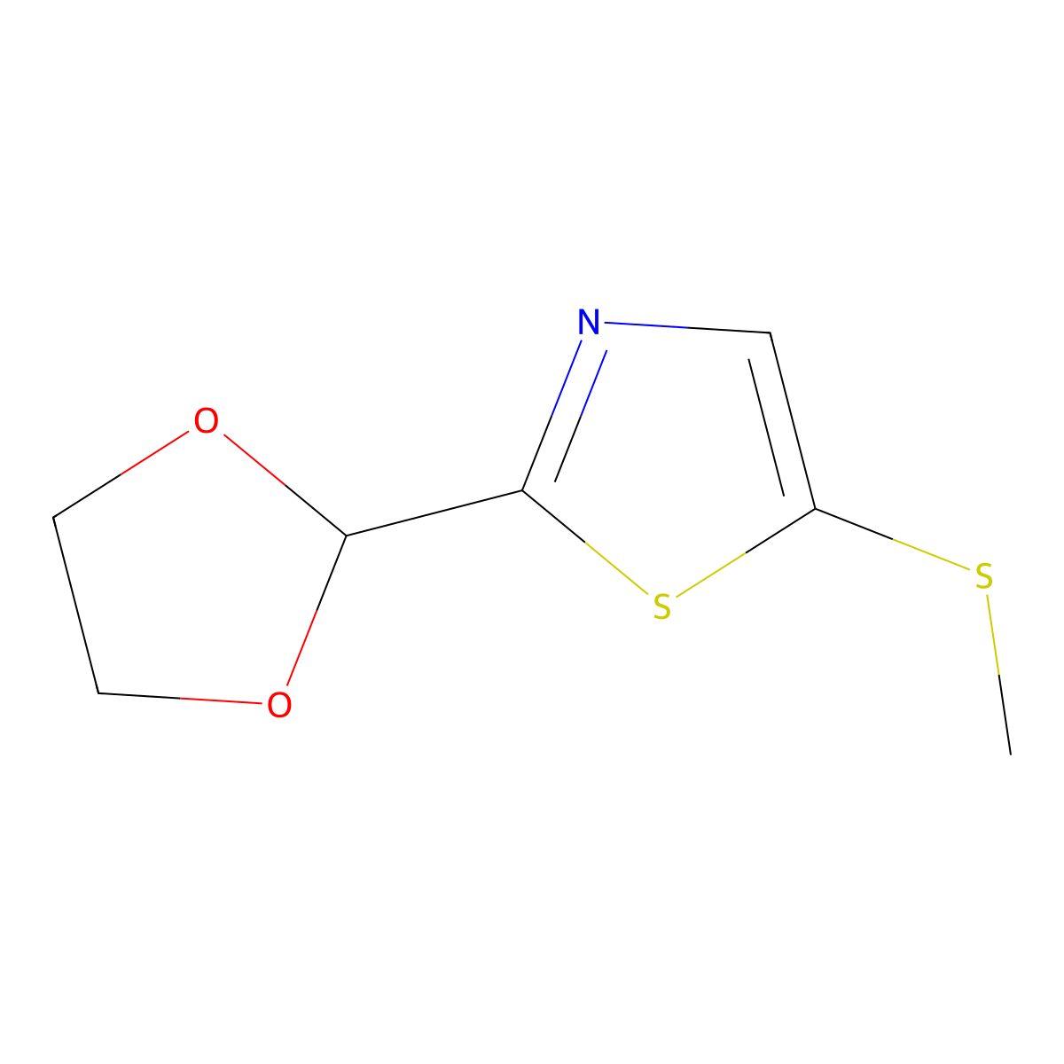 2-(1,3-Dioxolan-2-yl)-5-(methylsulfanyl)-1,3-thiazole molecular structure, CAS 2059948-18-2