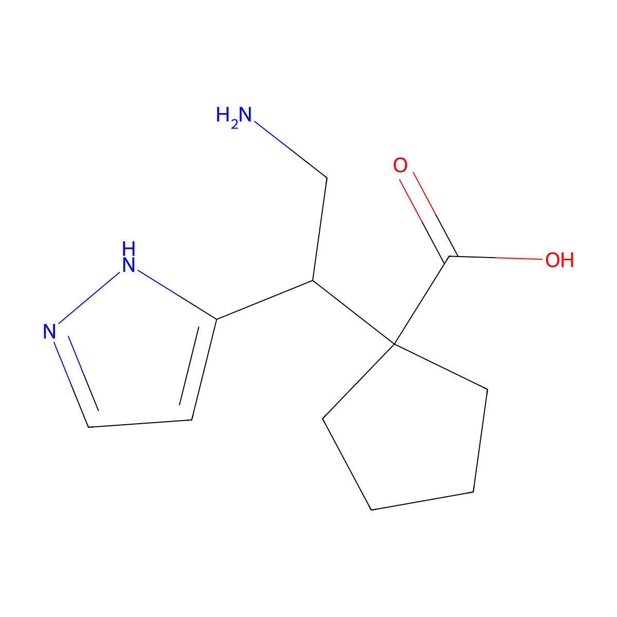 1-[2-Amino-1-(1H-pyrazol-3-yl)ethyl]cyclopentane-1-carboxylic acid molecular structure, CAS 2059948-23-9