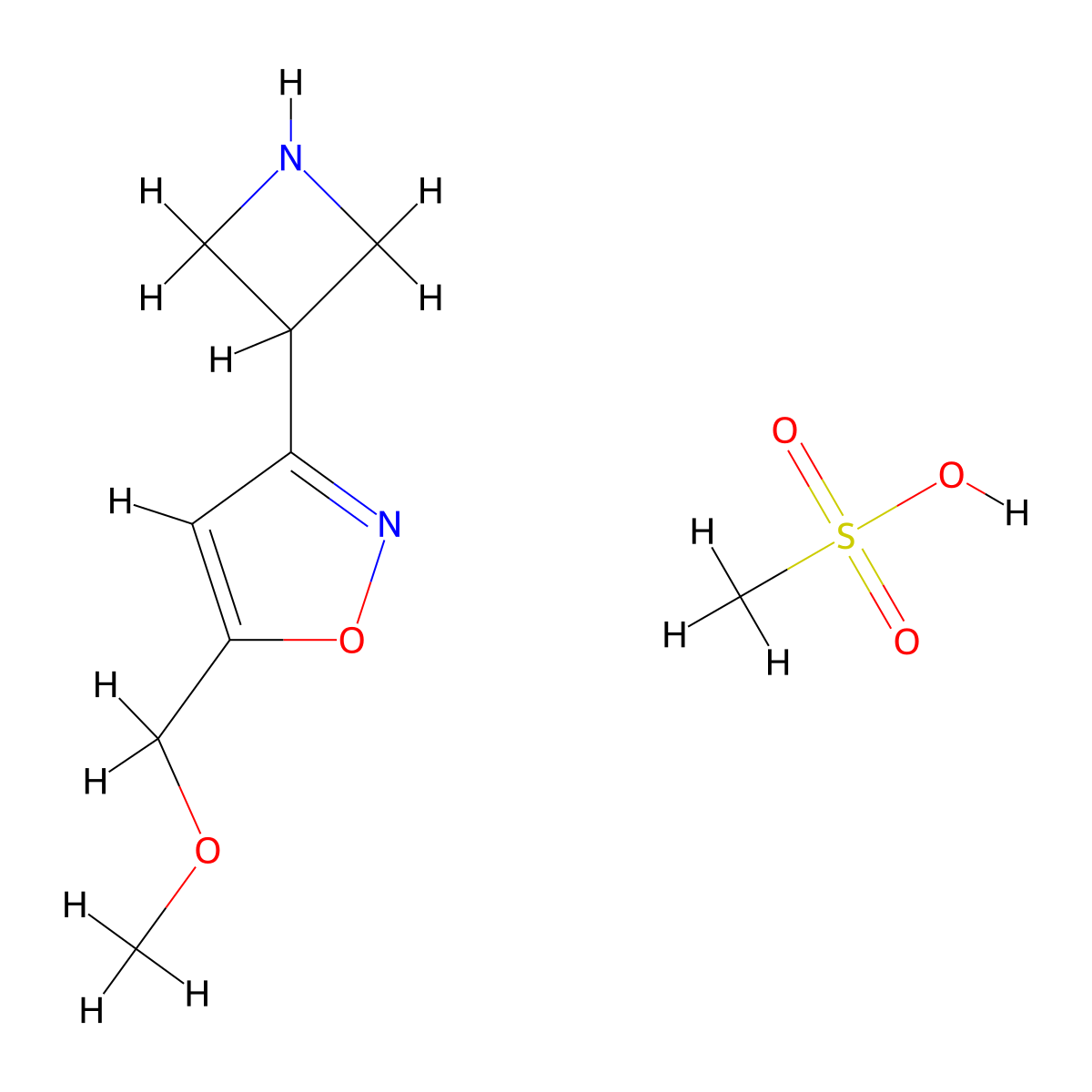 3-(Azetidin-3-yl)-5-(methoxymethyl)-1,2-oxazole, methanesulfonic acid molecular structure, CAS 2059948-26-2