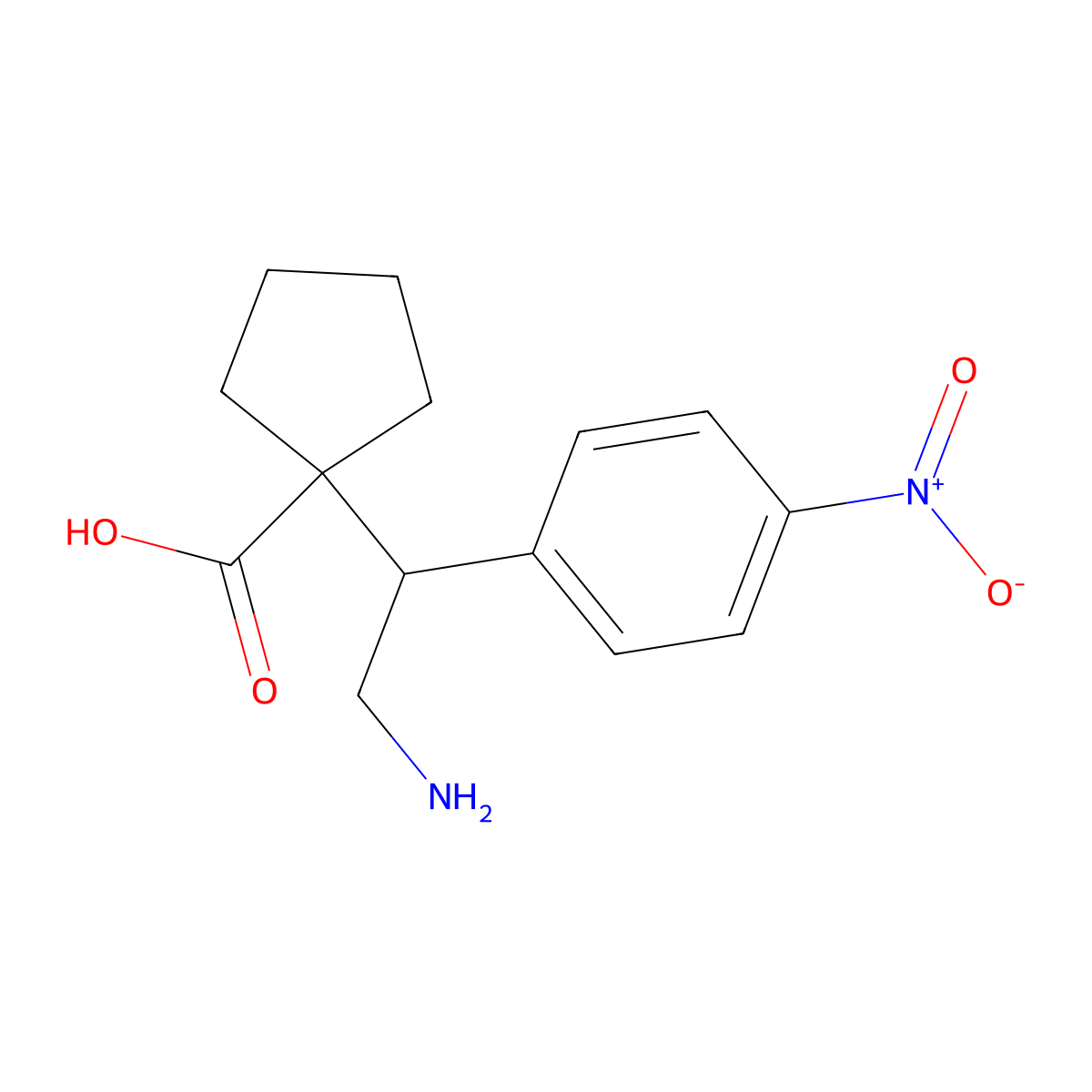1-[2-Amino-1-(4-nitrophenyl)ethyl]cyclopentane-1-carboxylic acid molecular structure, CAS 2059948-28-4