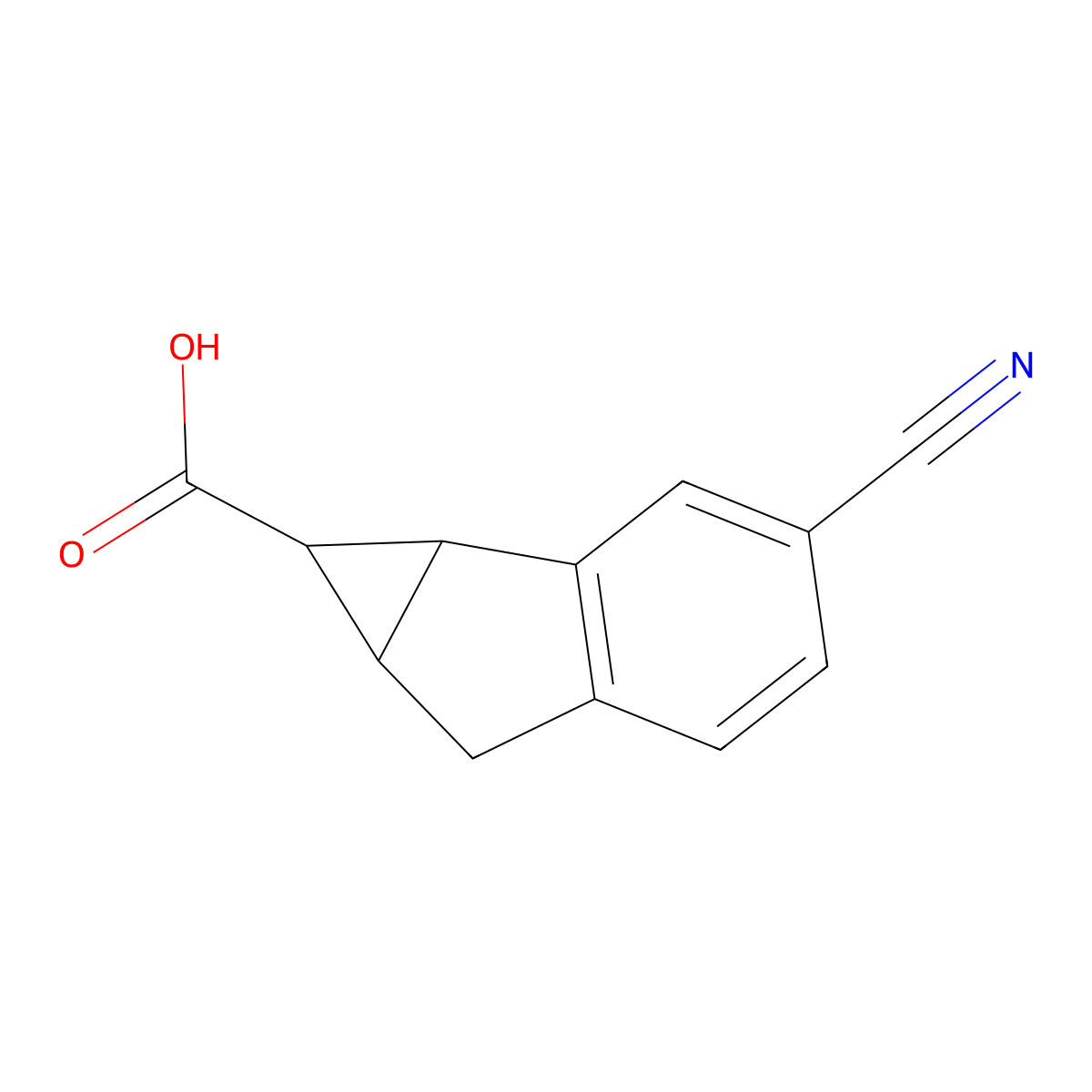 3-Cyano-1H,1aH,6H,6aH-cyclopropa[a]indene-1-carboxylic acid molecular structure, CAS 2059948-42-2