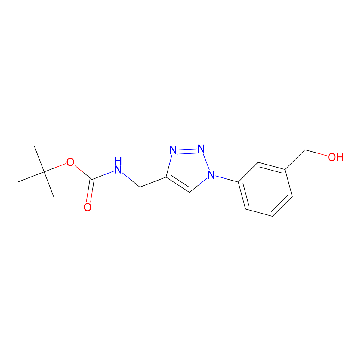 tert-butyl N-({1-[3-(hydroxymethyl)phenyl]-1H-1,2,3-triazol-4-yl}methyl)carbamate molecular structure, CAS 2059948-51-3