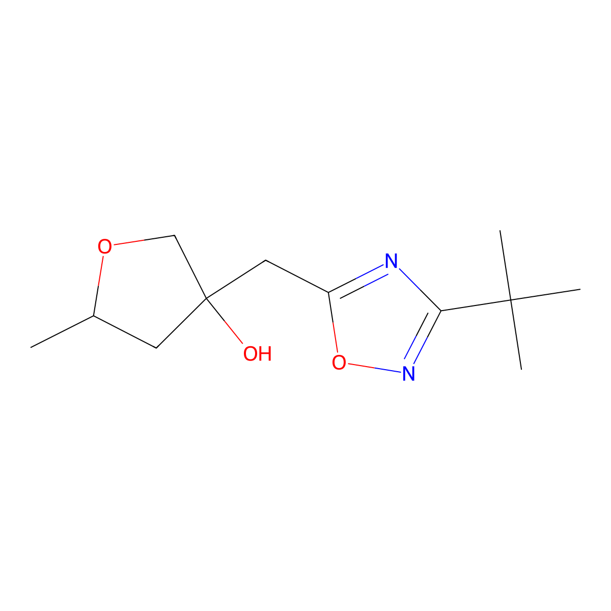 3-[(3-tert-Butyl-1,2,4-oxadiazol-5-yl)methyl]-5-methyloxolan-3-ol molecular structure, CAS 2059948-67-1