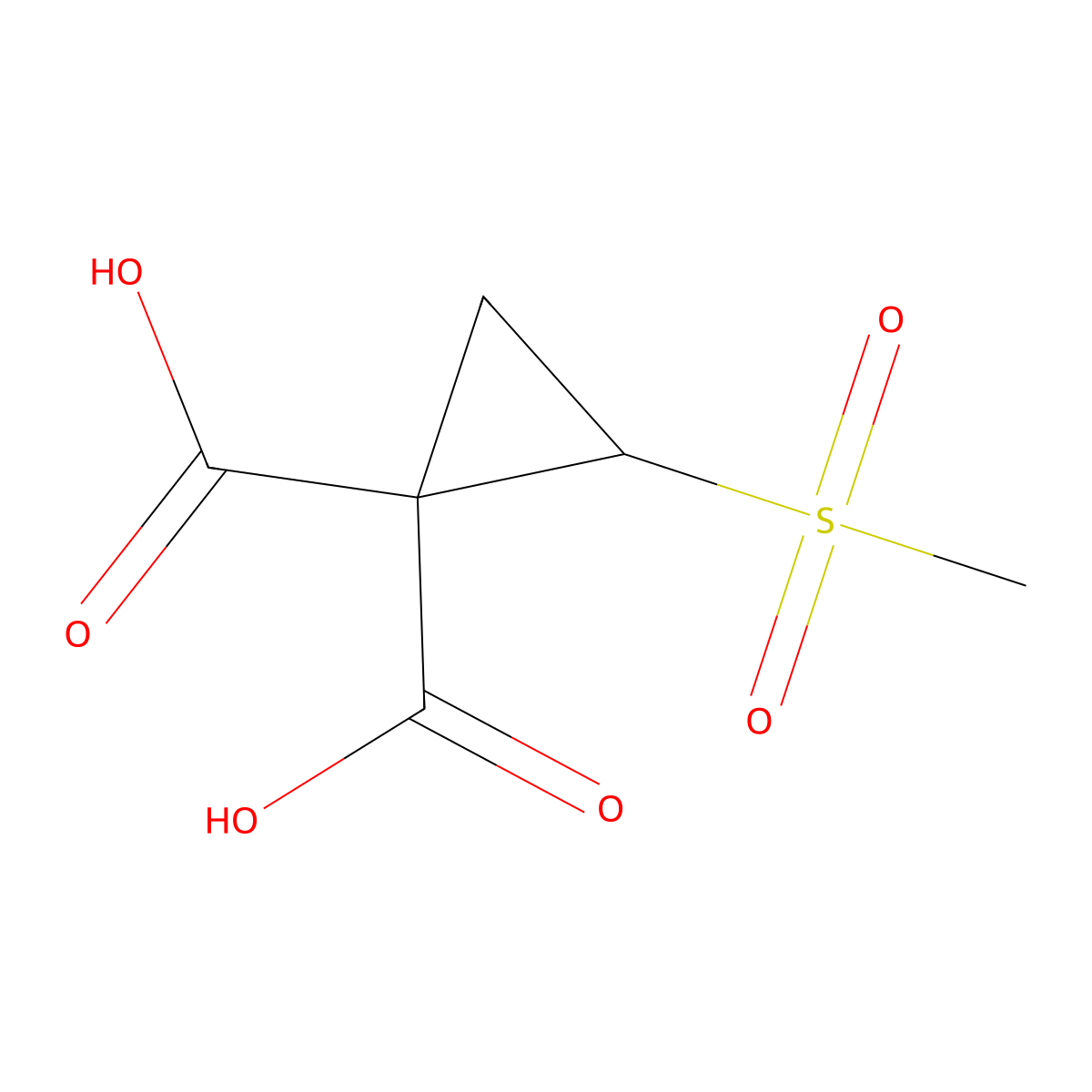 2-Methanesulfonylcyclopropane-1,1-dicarboxylic acid molecular structure, CAS 2059948-72-8