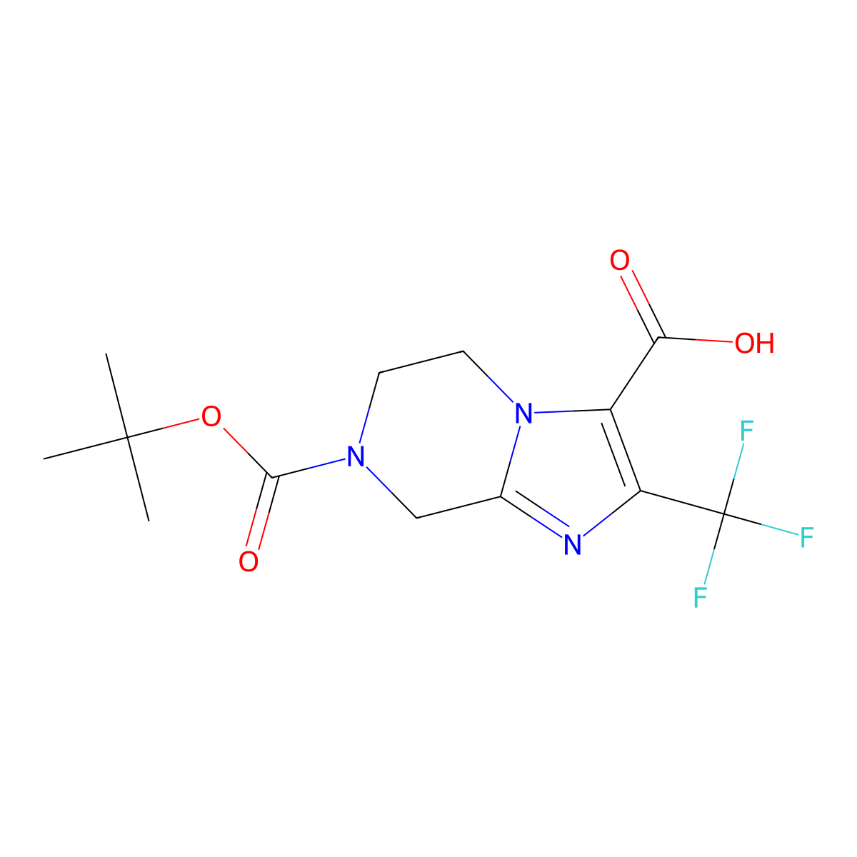 7-[(tert-Butoxy)carbonyl]-2-(trifluoromethyl)-5H,6H,7H,8H-imidazo[1,2-a]pyrazine-3-carboxylic acid molecular structure, CAS 2059948-83-1