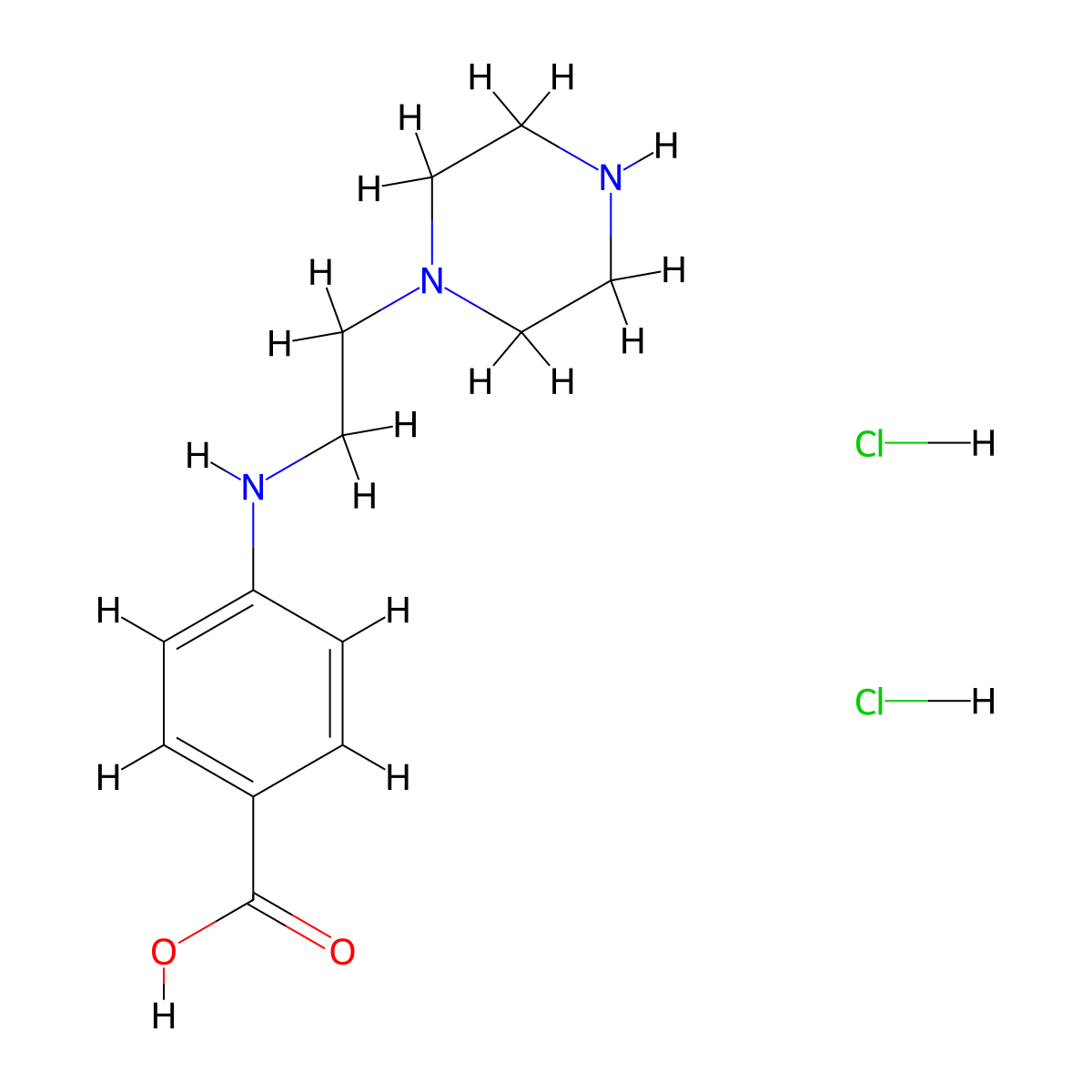 4-{[2-(Piperazin-1-yl)ethyl]amino}benzoic acid dihydrochloride molecular structure, CAS 2059948-88-6