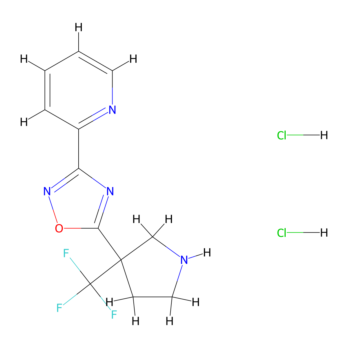 2-(5-(3-(Trifluoromethyl)pyrrolidin-3-yl)-1,2,4-oxadiazol-3-yl)pyridine dihydrochloride molecular structure, CAS 2059949-19-6