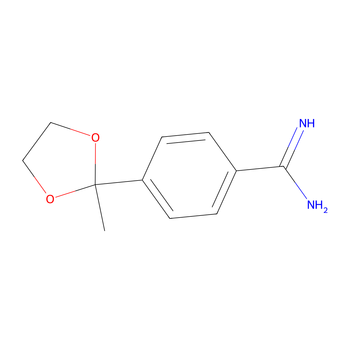 4-(2-Methyl-1,3-dioxolan-2-yl)benzene-1-carboximidamide molecular structure, CAS 2059949-39-0