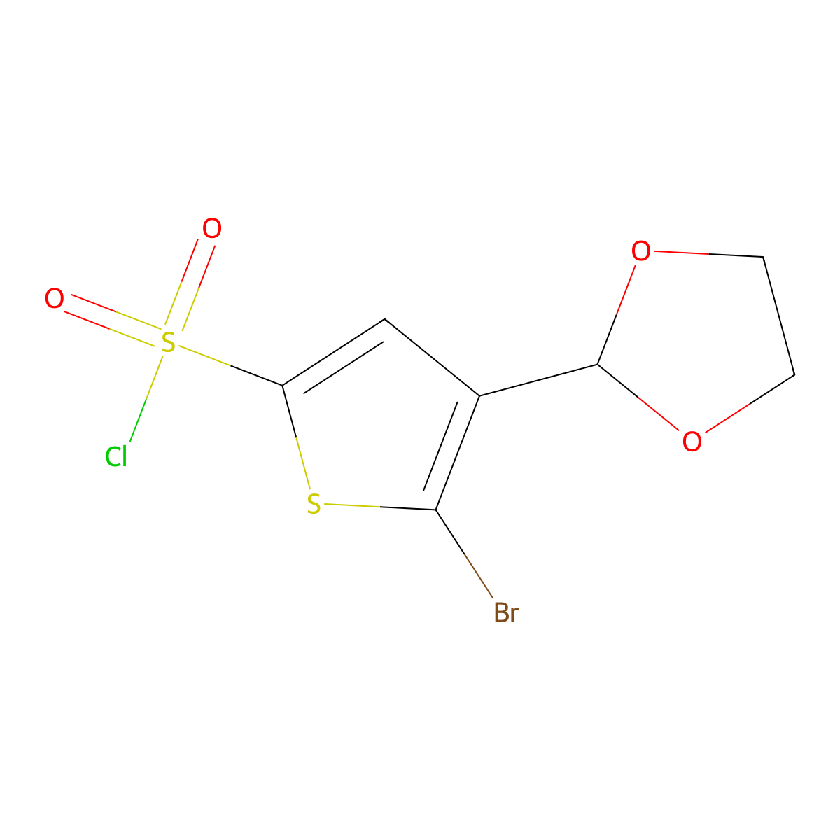 5-Bromo-4-(1,3-dioxolan-2-yl)thiophene-2-sulfonyl chloride molecular structure, CAS 2059949-40-3