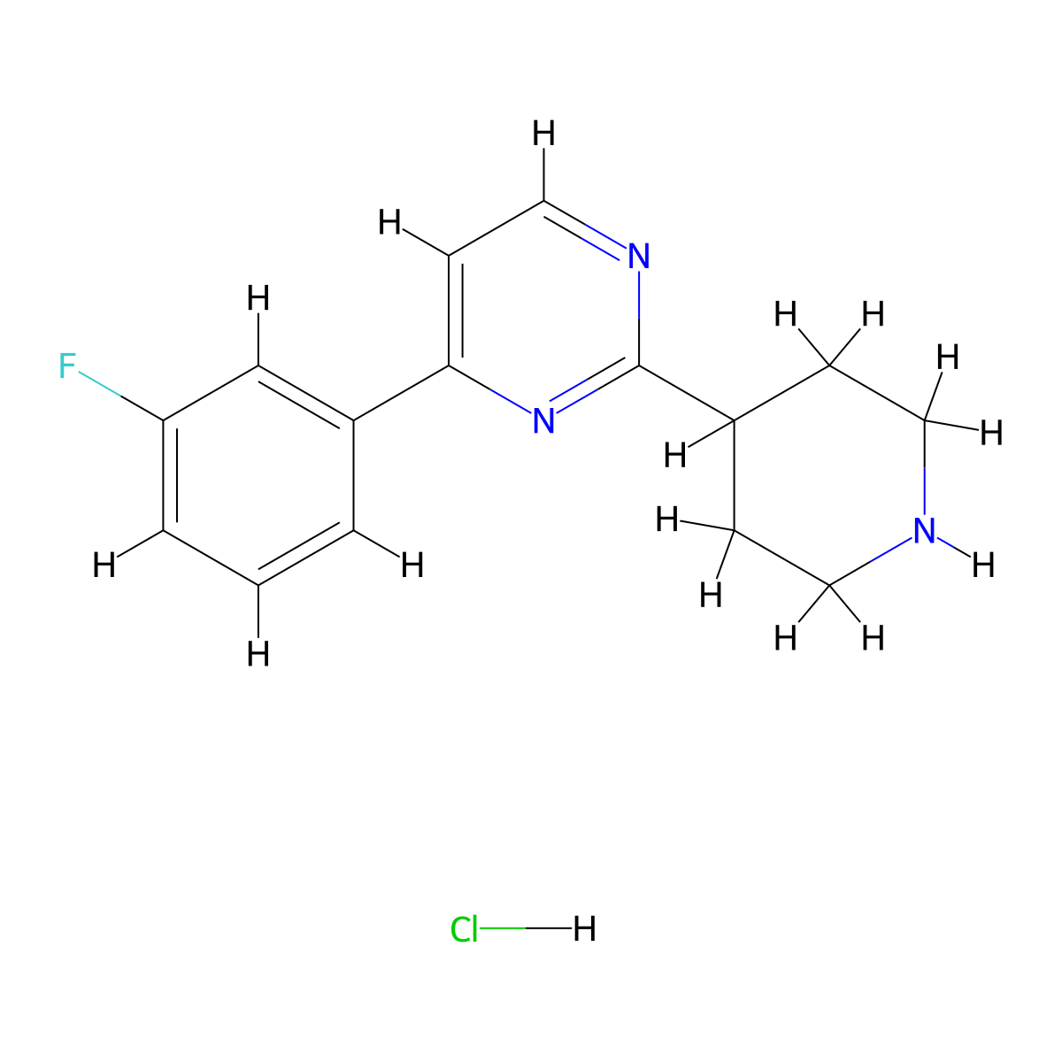 4-(3-Fluorophenyl)-2-(piperidin-4-yl)pyrimidine hydrochloride molecular structure, CAS 2059949-59-4
